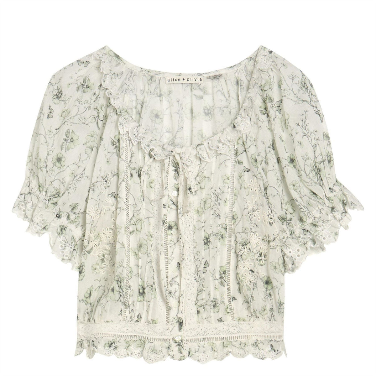 Alice And Olivia Mclaine Puff Sleeve Blouse