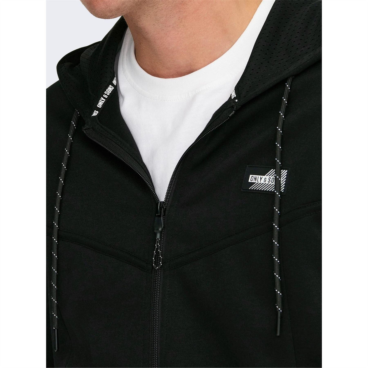 Only Hooded Ribbed Cuff Solid Patterned Sweat Jacket