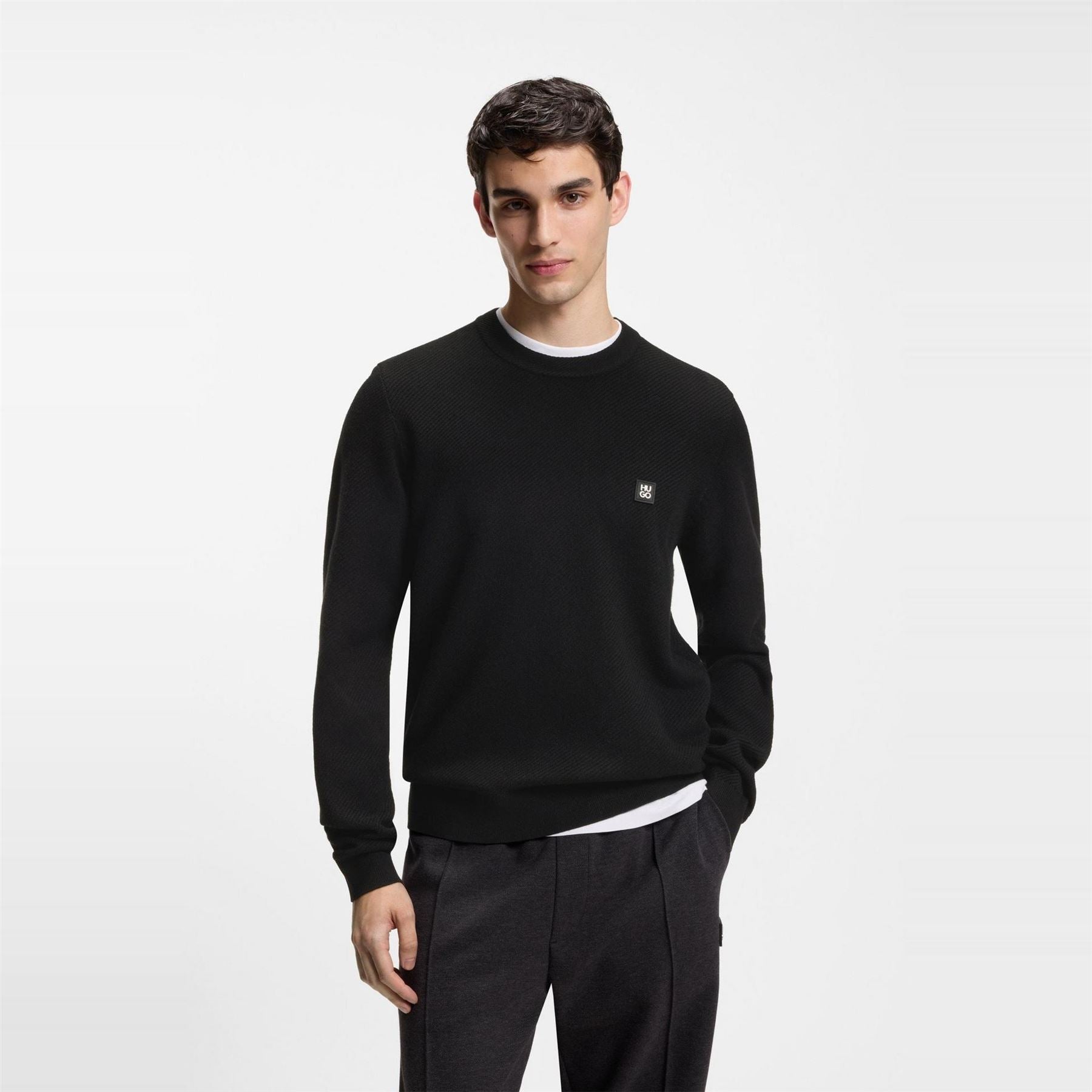 Hugo HUGO Crew Neck Wool Jumper with Logo Detail (Setal)