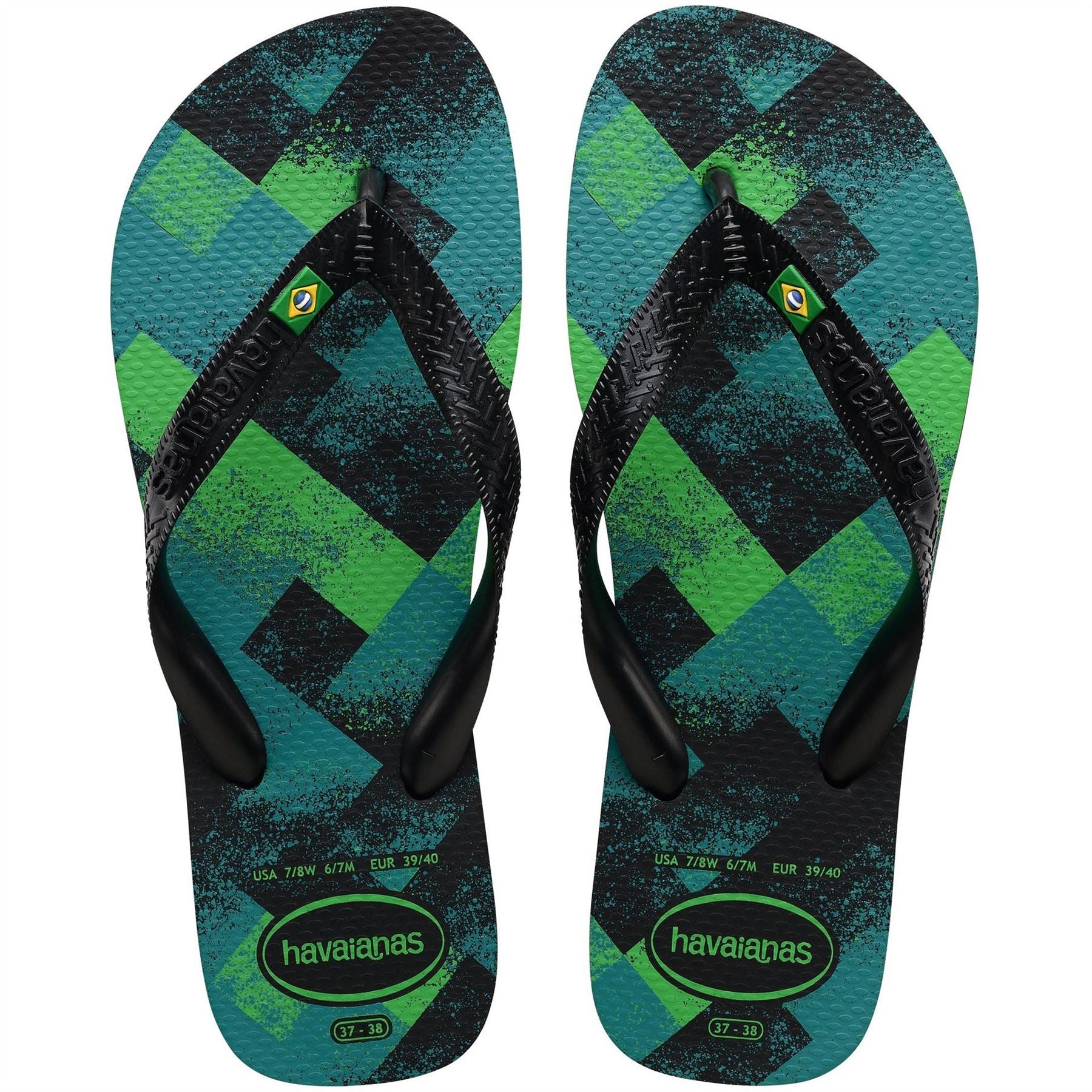 Havaianas Mens Hav. Brasil Fresh Black Black Leaf Flip Flops