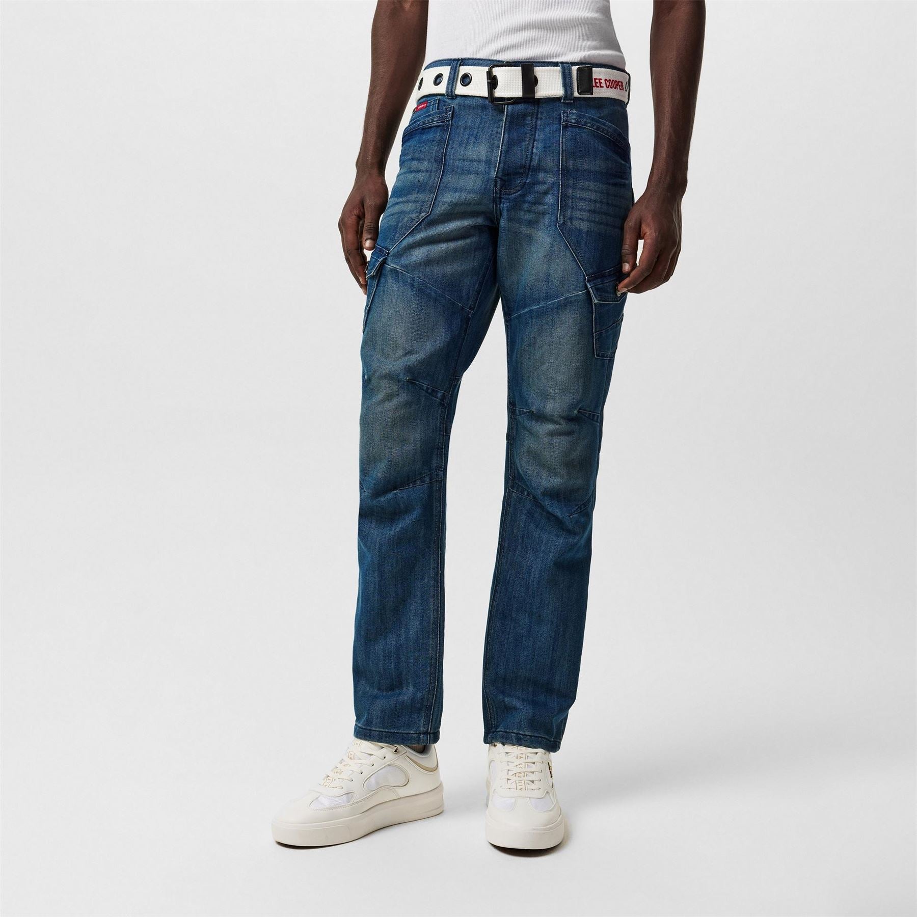 Lee Cooper Mens Belted Cargo Jeans