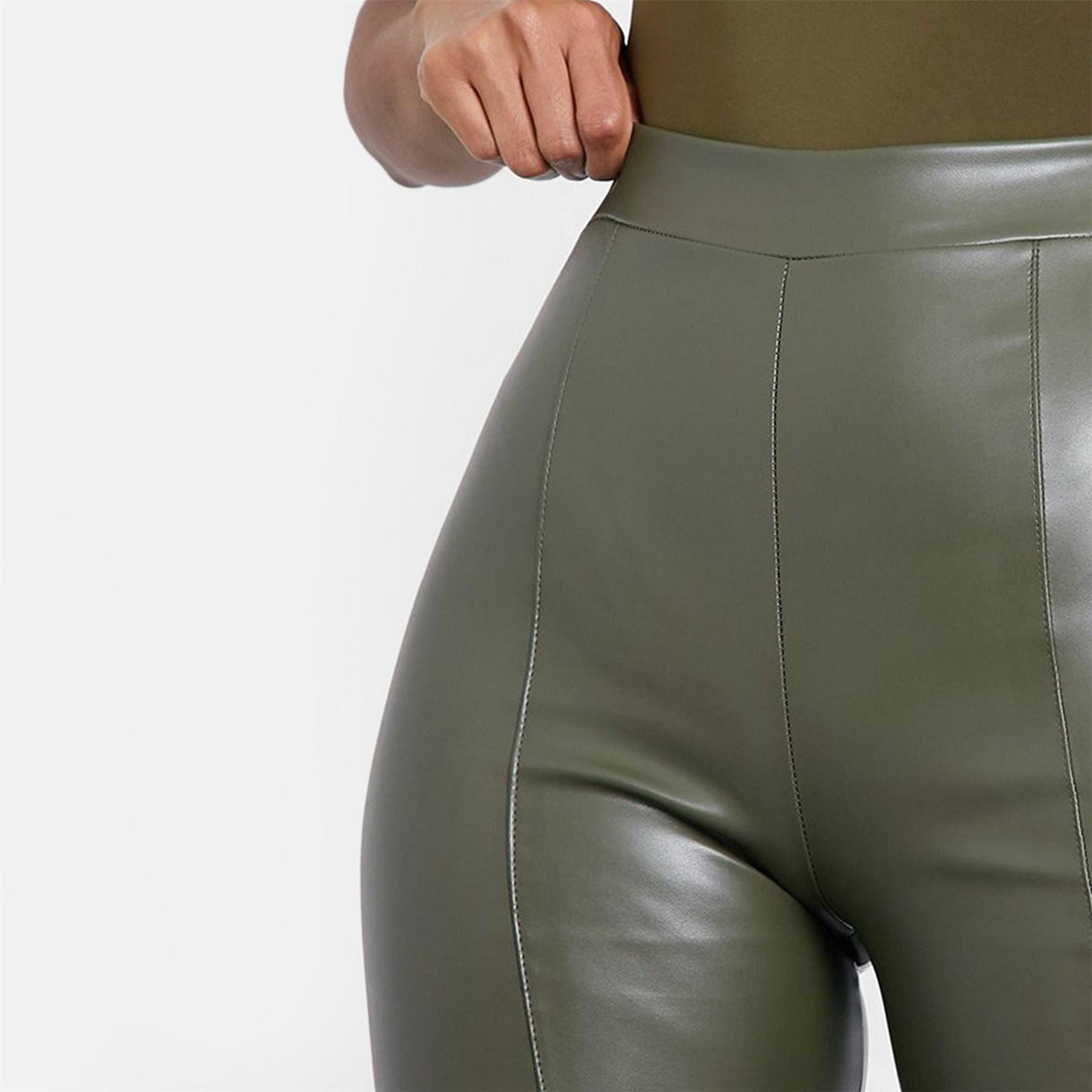 I Saw It First Faux Leather Split Front Wide Leg Trousers