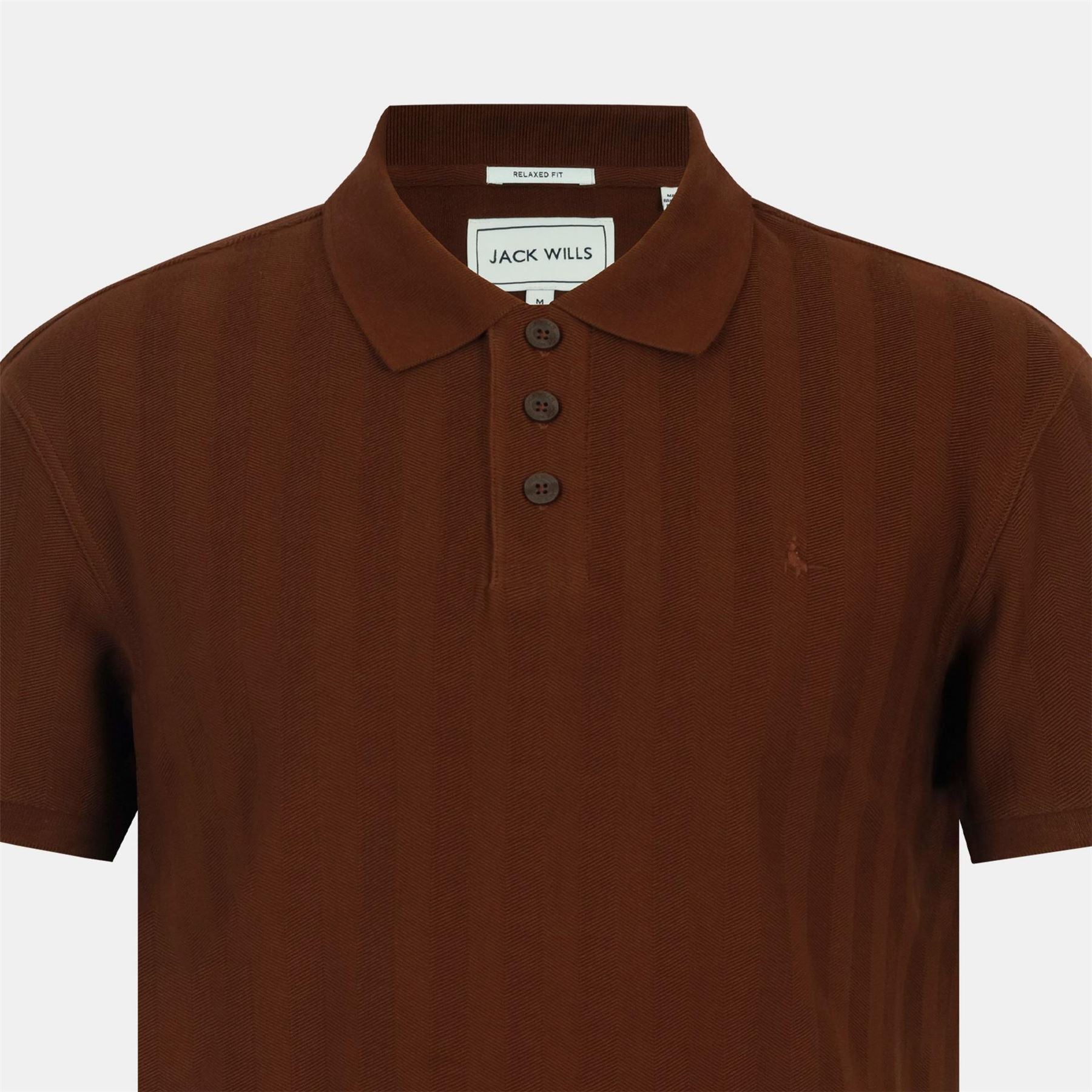Jack Wills Herringbone Cotton Short Sleeve Polo Shirt