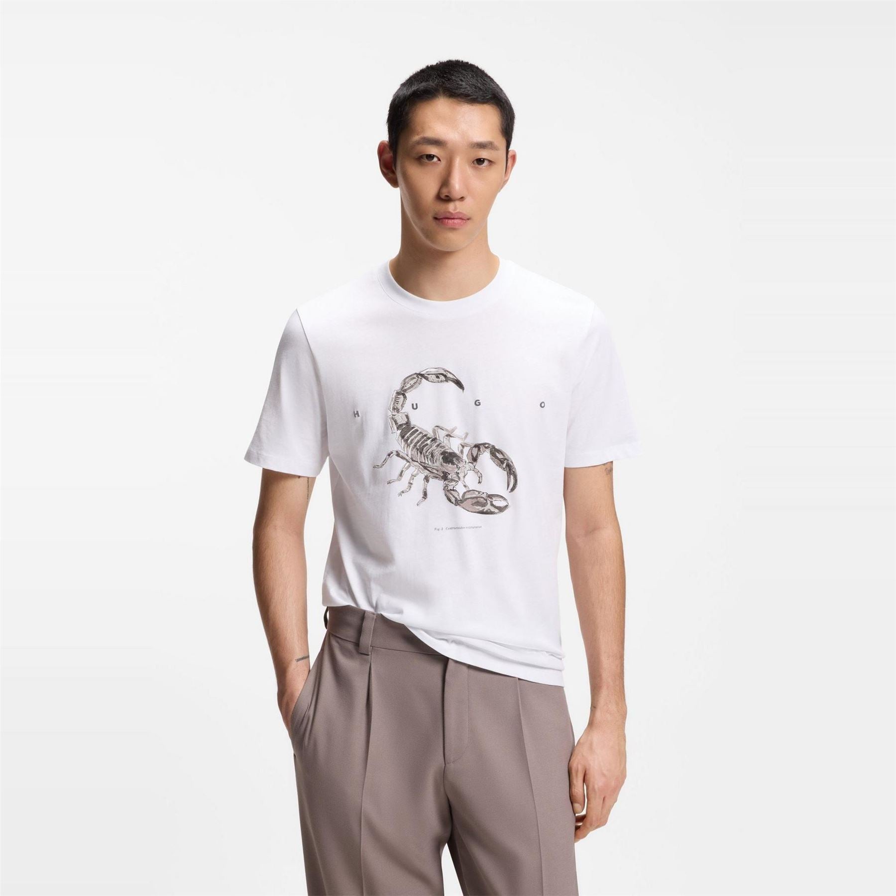 Hugo Cotton Jersey T-Shirt With Spaced Out Logo