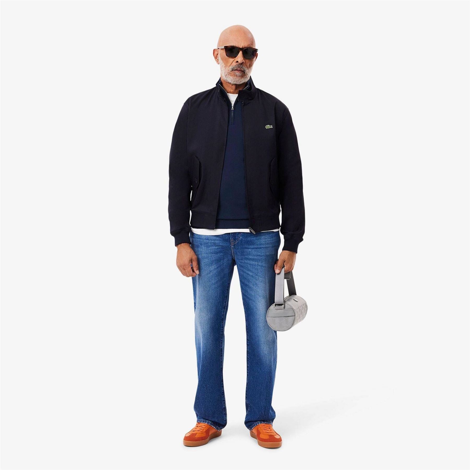 Lacoste Quarter Zip Cotton Fine Knit Crew Neck Jumper