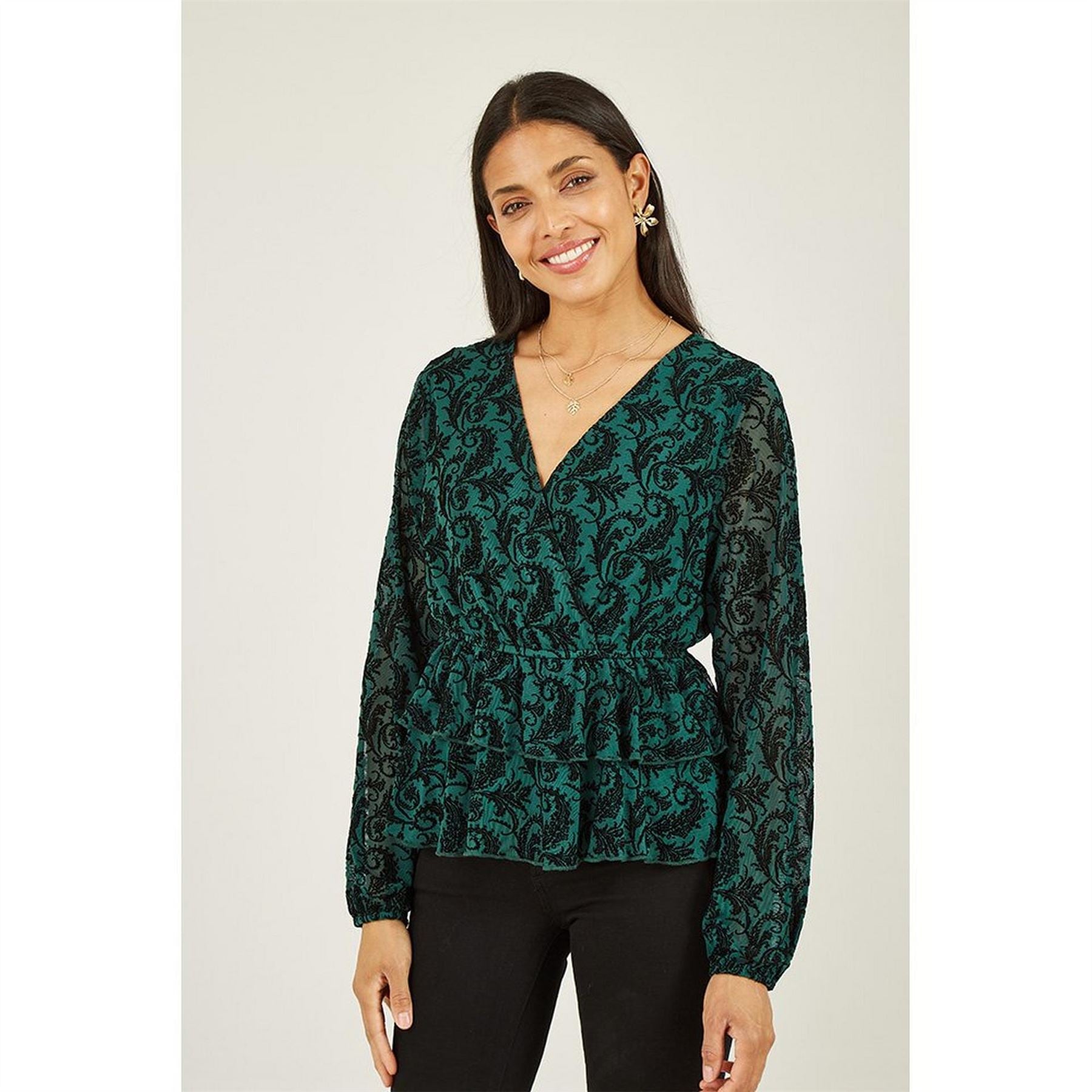Mela London London City Velour Wrap Blouse