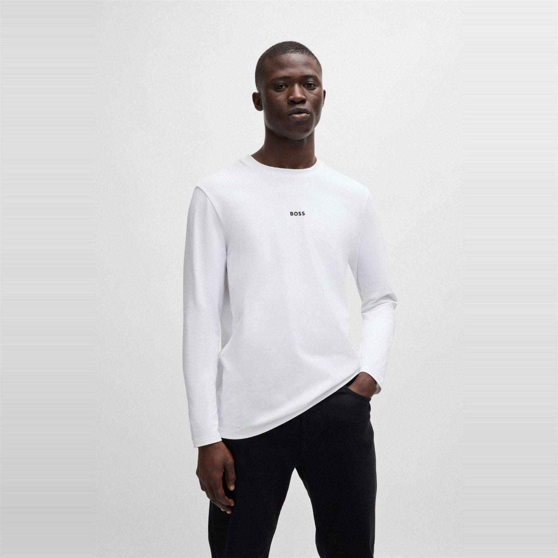Boss Tchark  Orange Cotton Long Sleeve T-Shirt