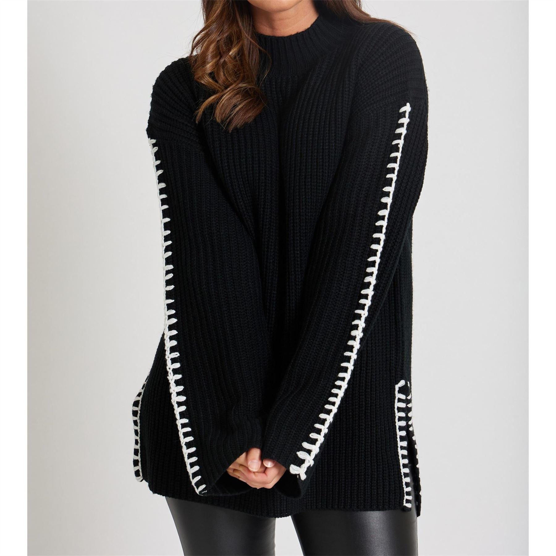 Be You By Contrast Stitch Crew Neck Jumper