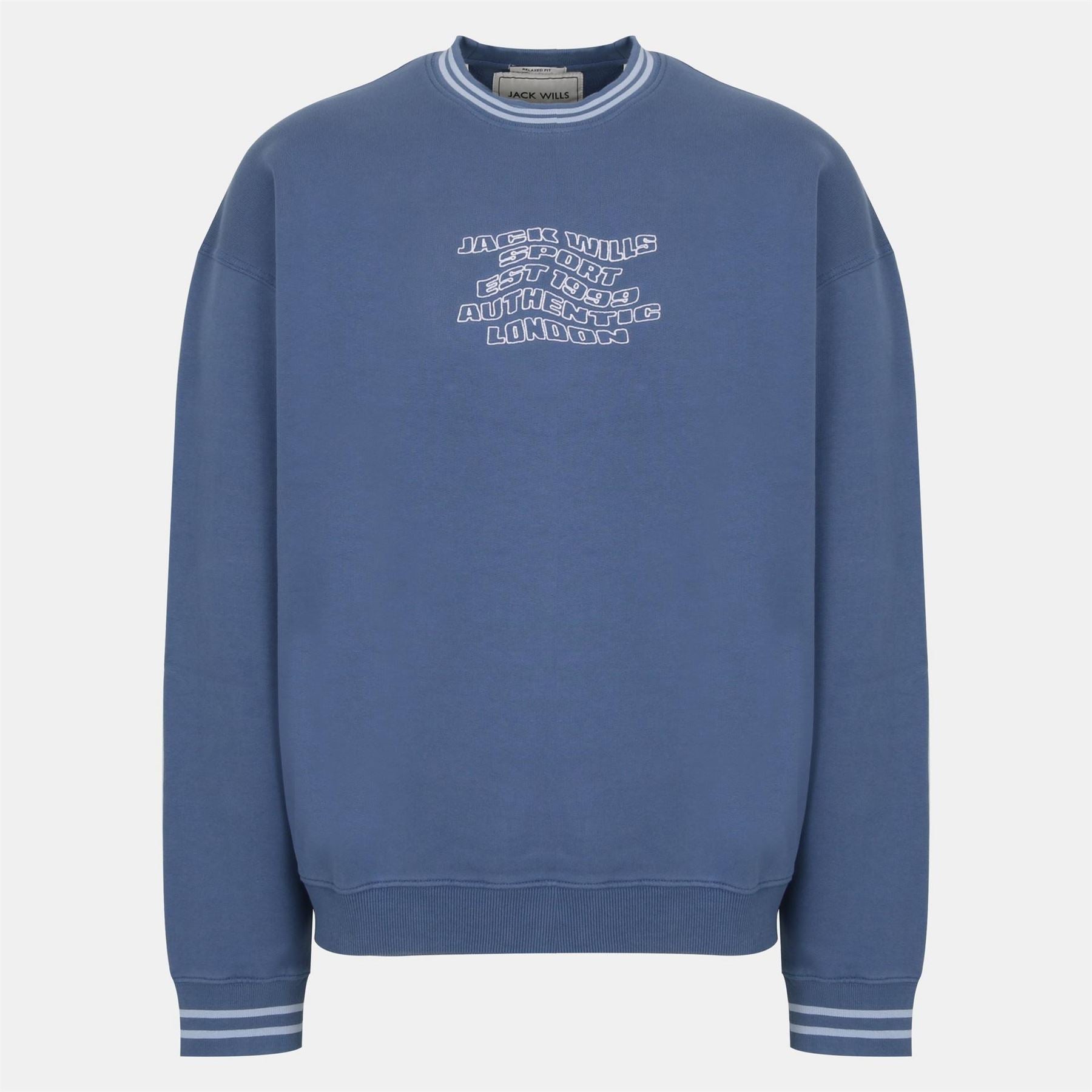 Jack Wills Tipped Graphic Cotton Long Sleeve Oversized Fit Crew Sweatshirt