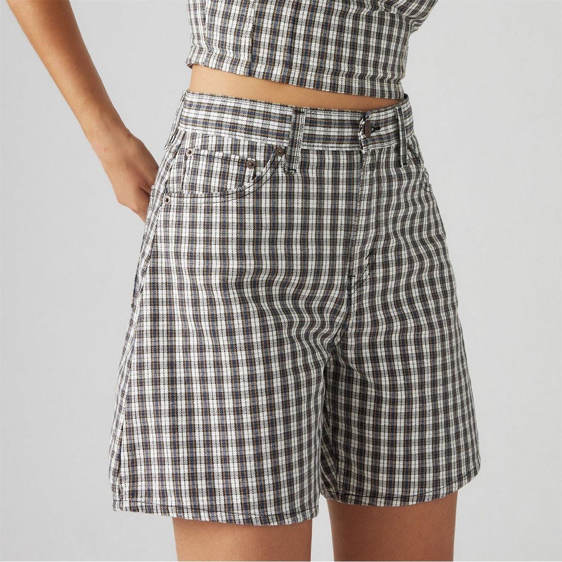Levis Milo Plaid High Baggy Denim Shorts