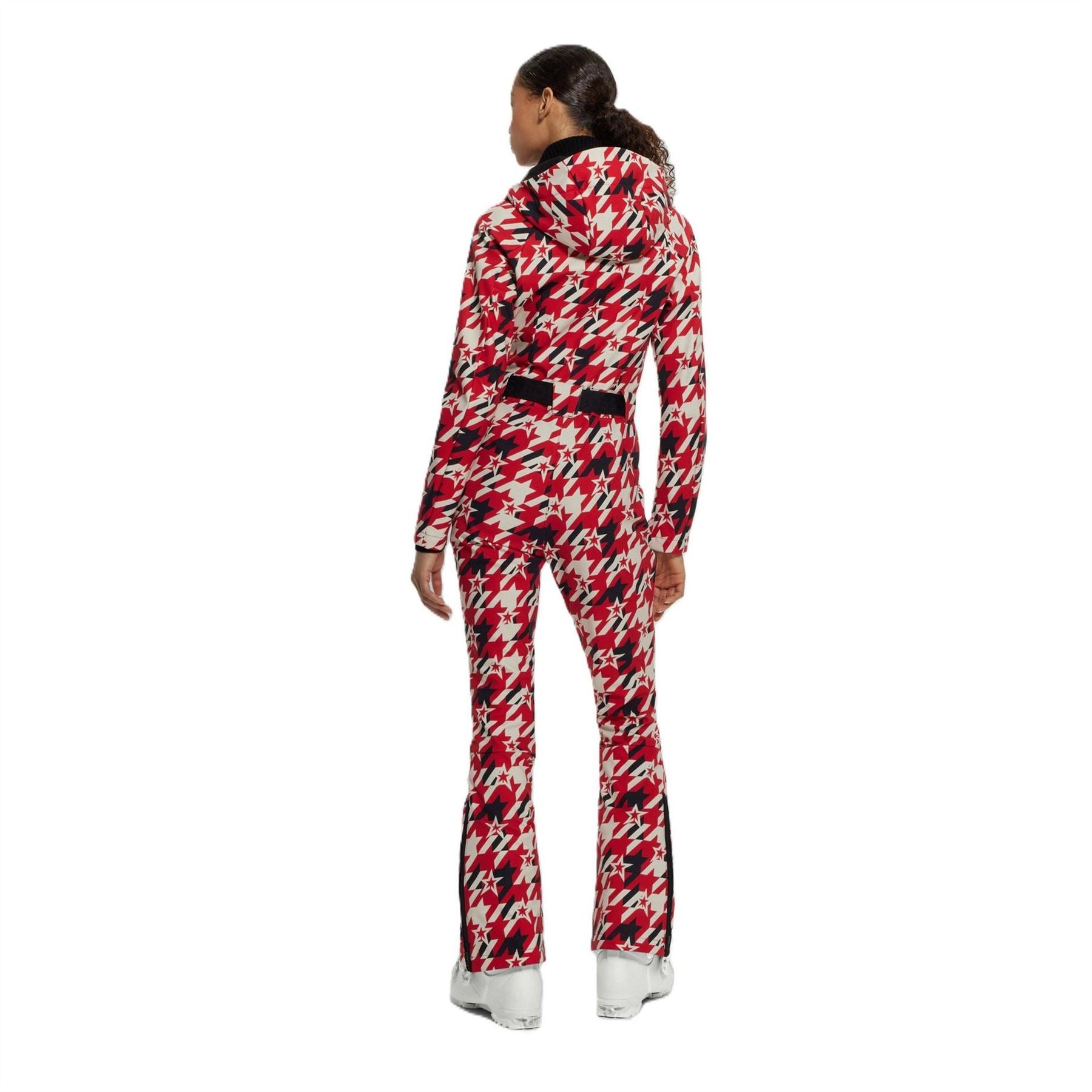 Boss Hooded Neck Long Sleeve Houndstooth Patterned Skisuit
