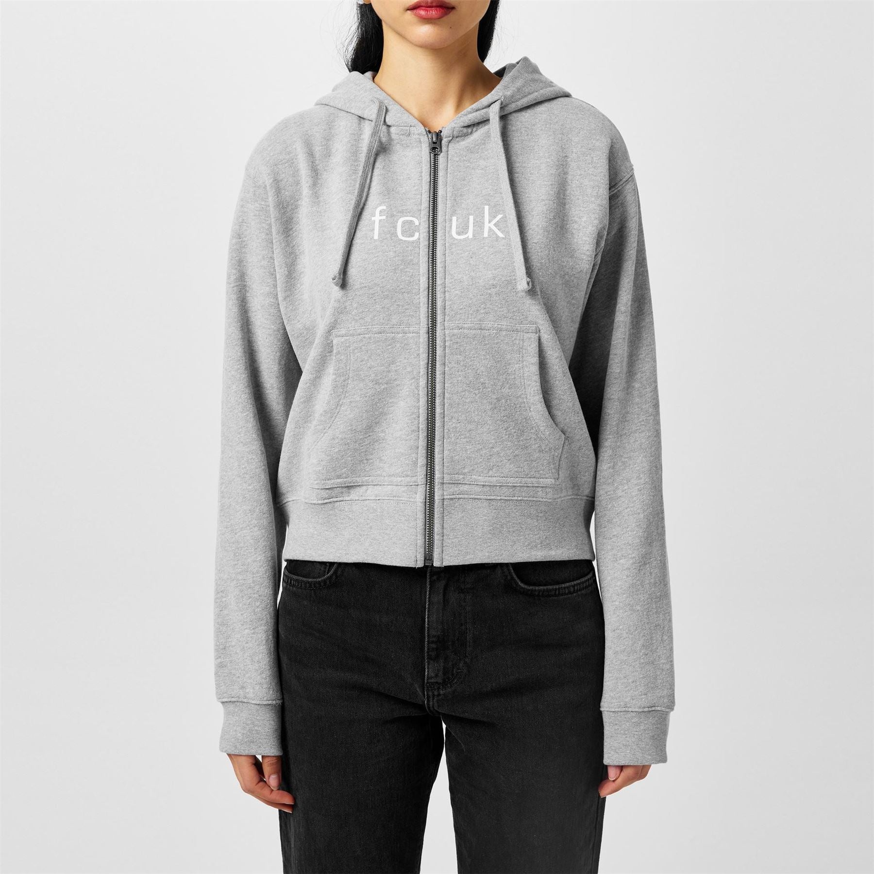 FCUK Hooded Lettering Zip Thru Jacket