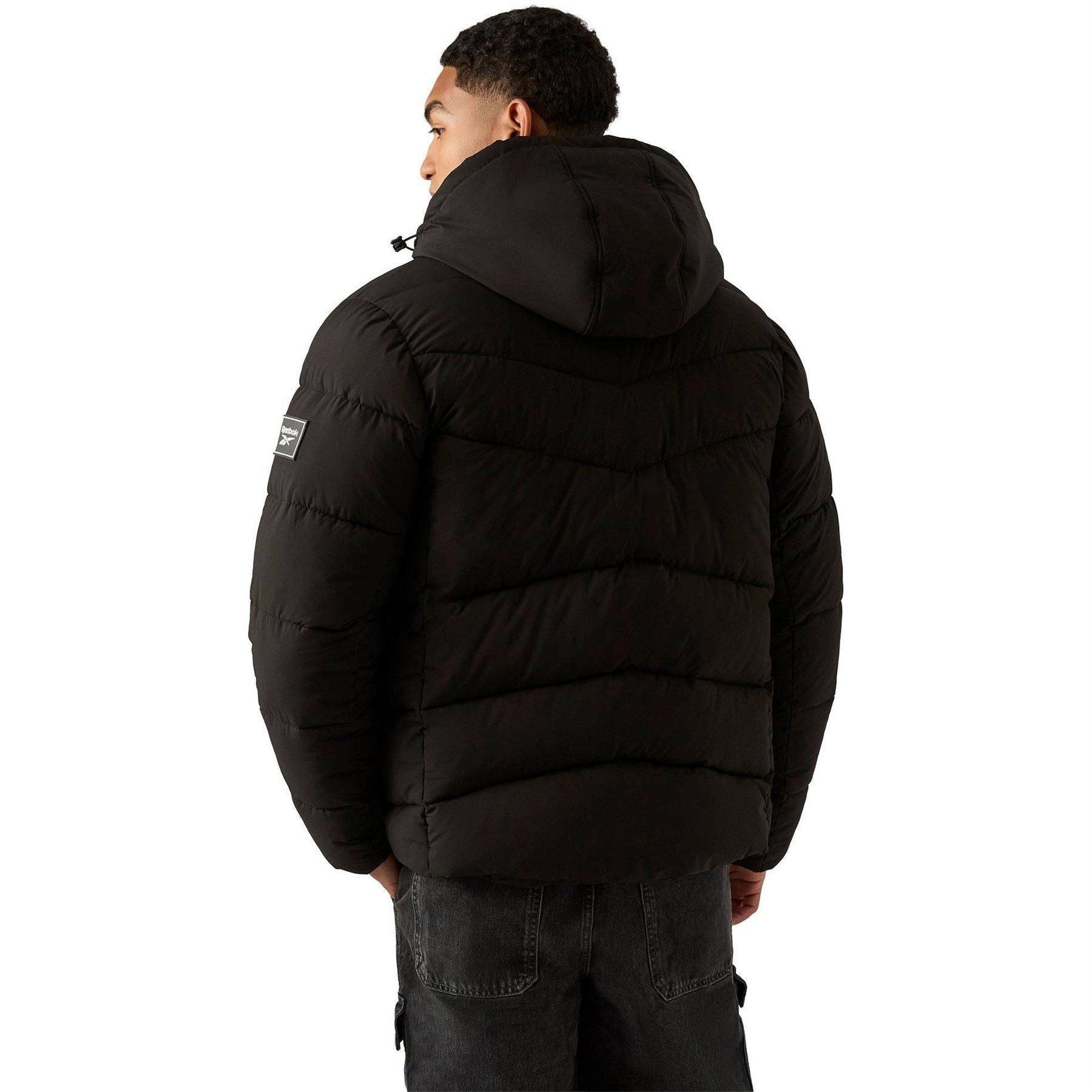 Reebok Solid Patterned Hooded Puffer Jacket