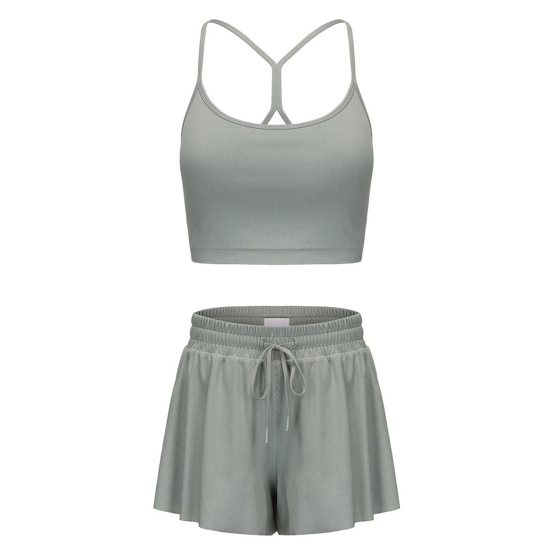 Slazenger Scoop Neck Sleeveless Bra and Short Set
