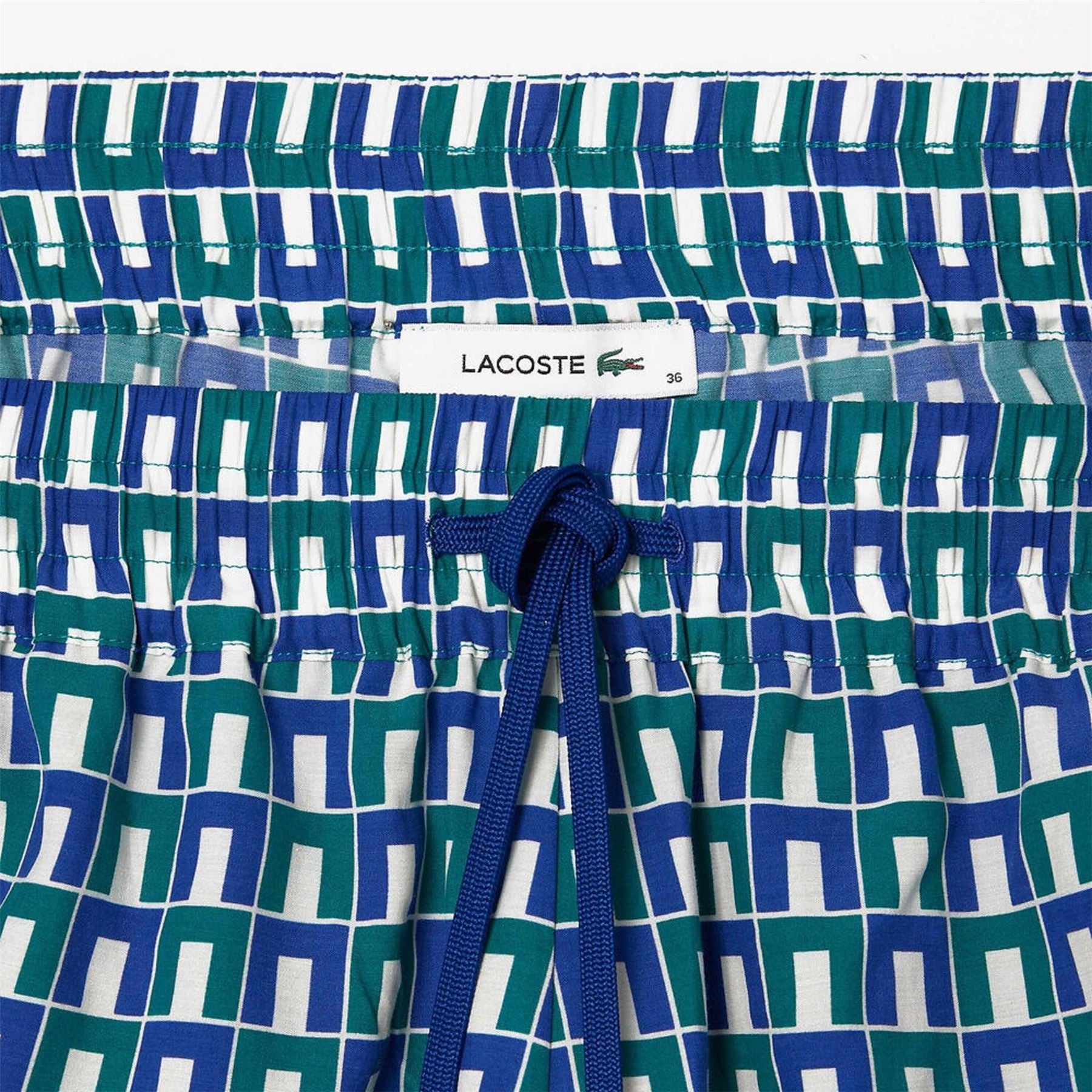 Lacoste Geometric Patterned Curved Hem Shorts