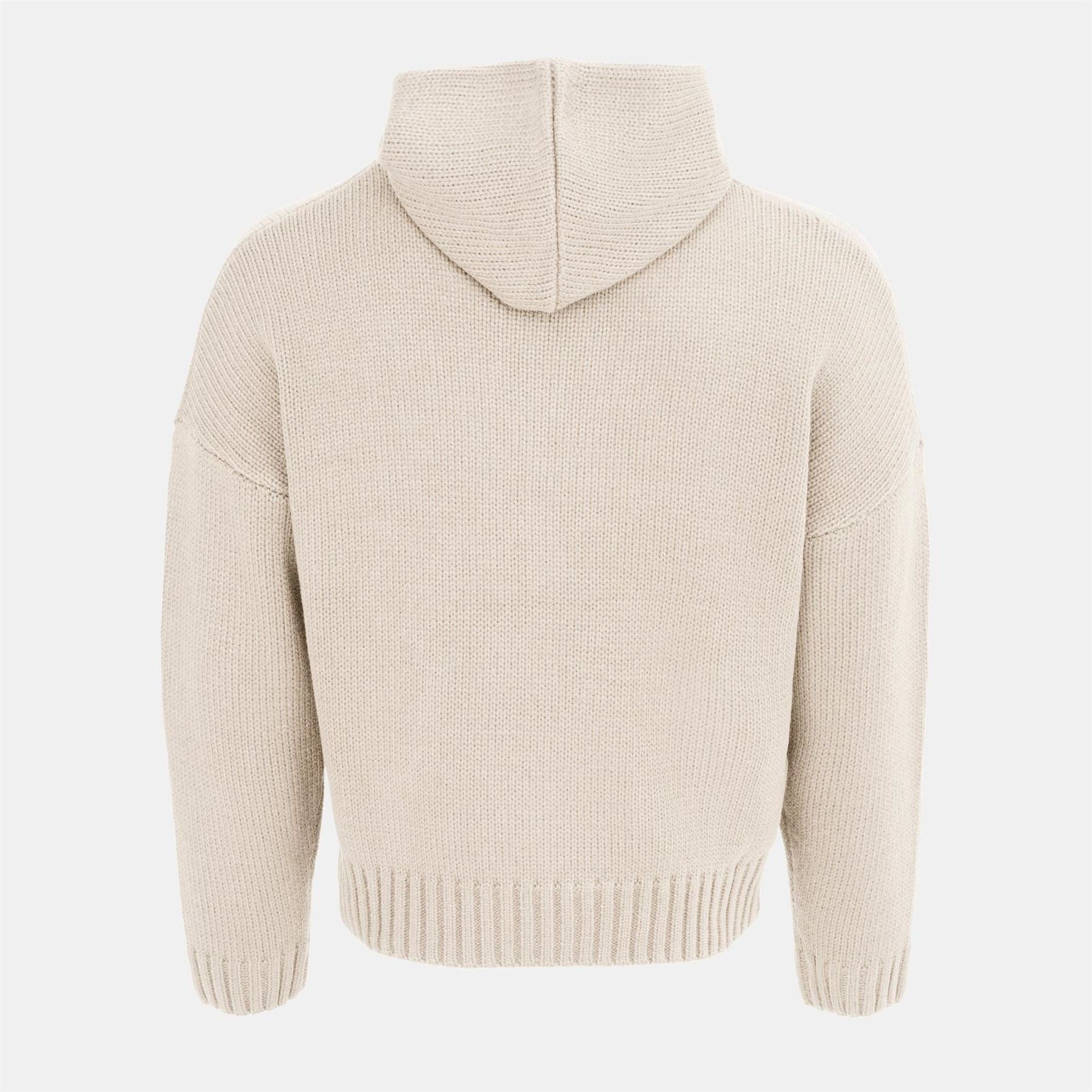Miso Bow Knit Hooded Neck Long Sleeve Sweatshirt