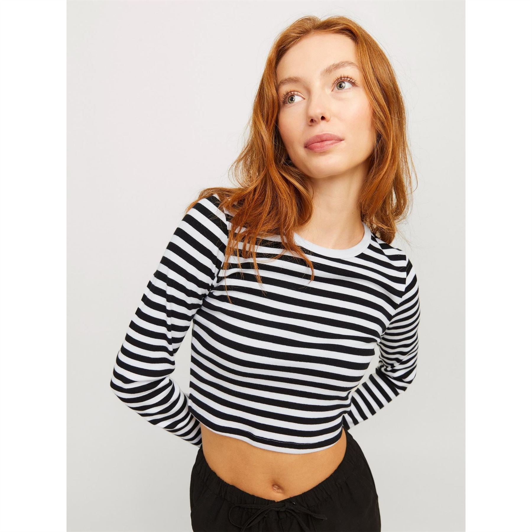 JJXX Feline Long Sleeve Striped Crop Top