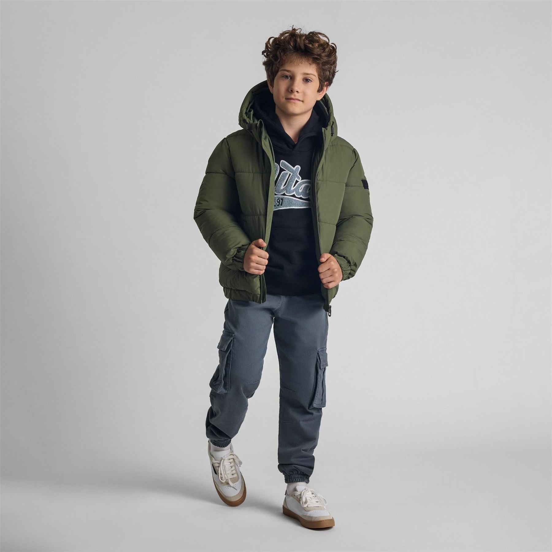 Minoti Boys Ripstop Jacket With High Collar And Elastic Cuffs Khaki