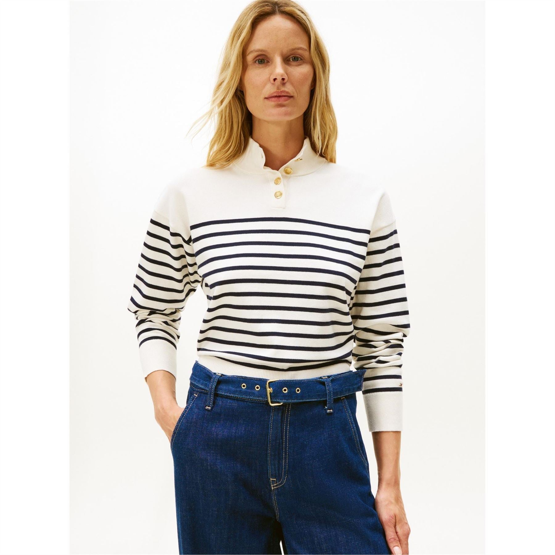 Tommy Hilfiger Gold Button Crew Sweatshirt