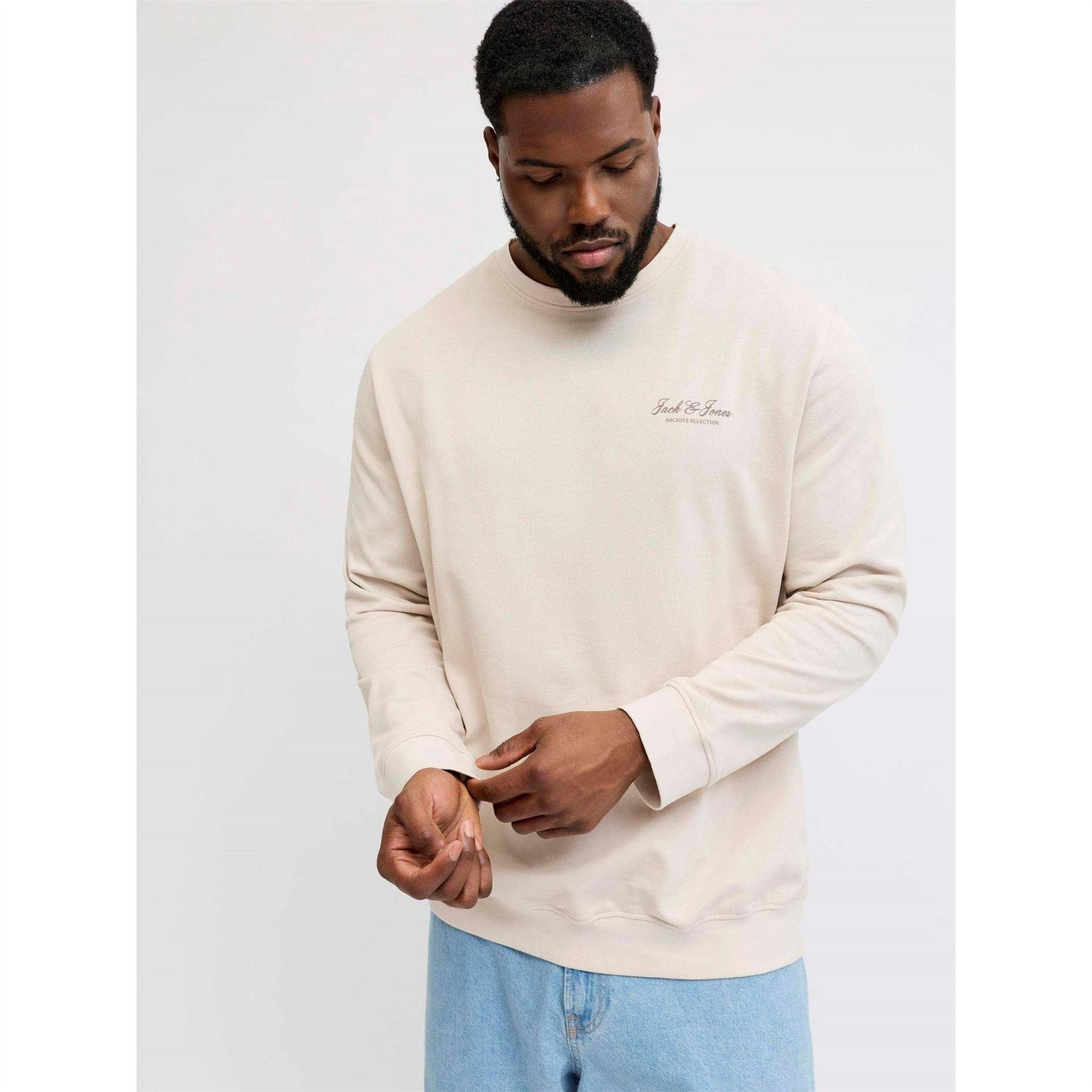 Jack and Jones Archive Printed Logo Crew Neck Long Sleeve Sweatshirt