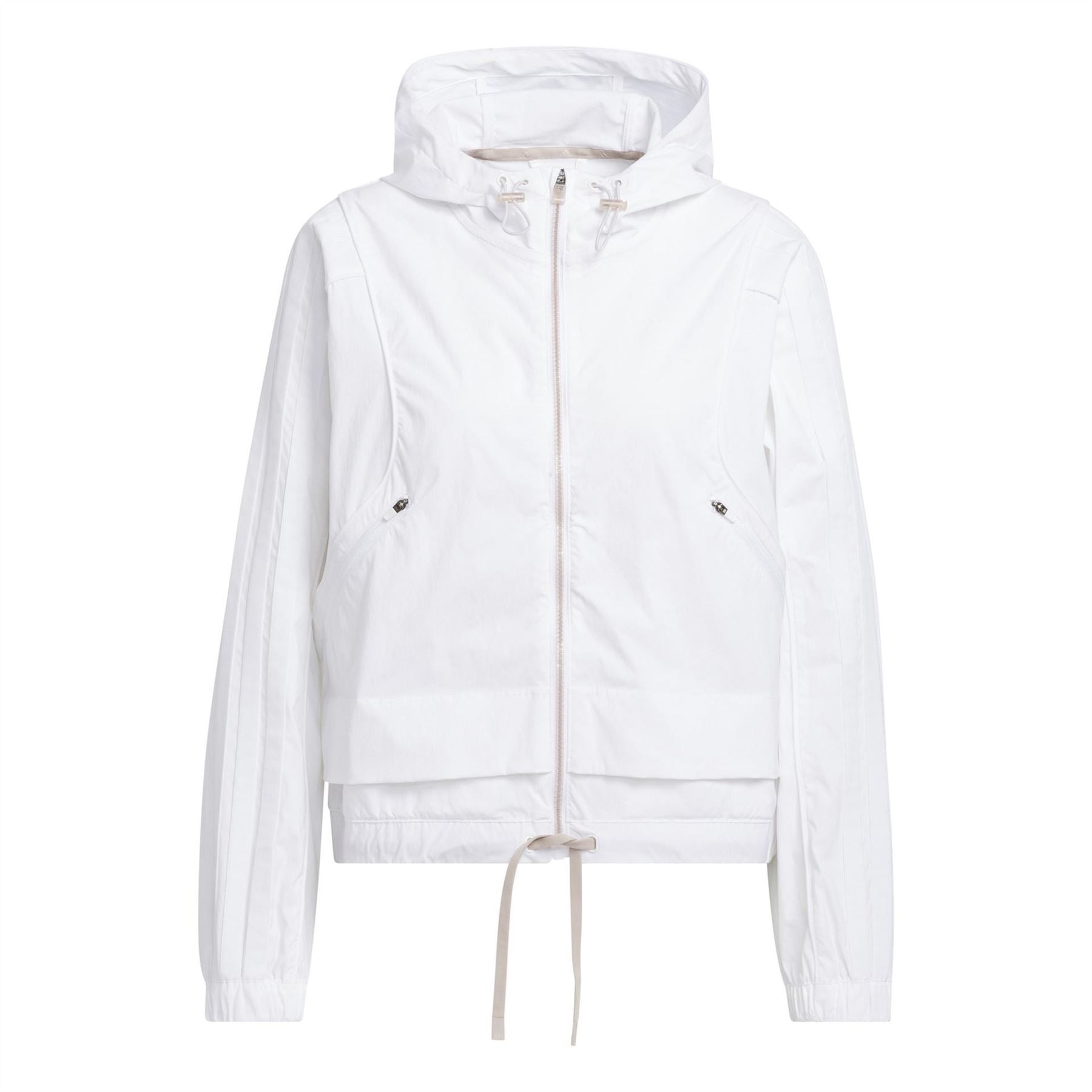 adidas Solid Patterned Hooded Full Zipper Windbreaker with Zipped Pocket