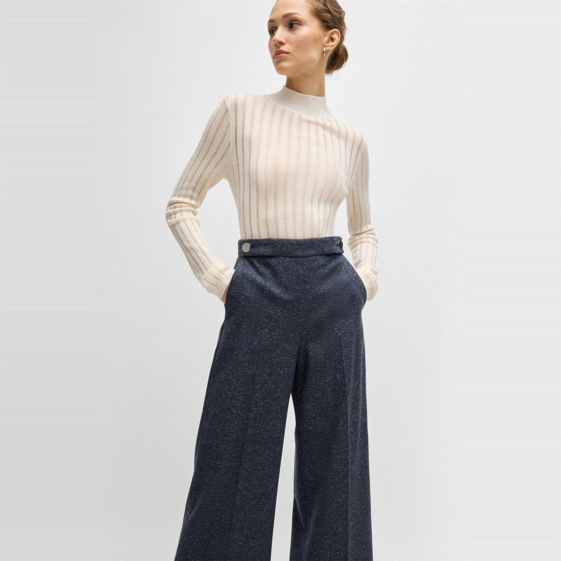 Boss Tupita Heathered Patterned Wide Leg Trousers