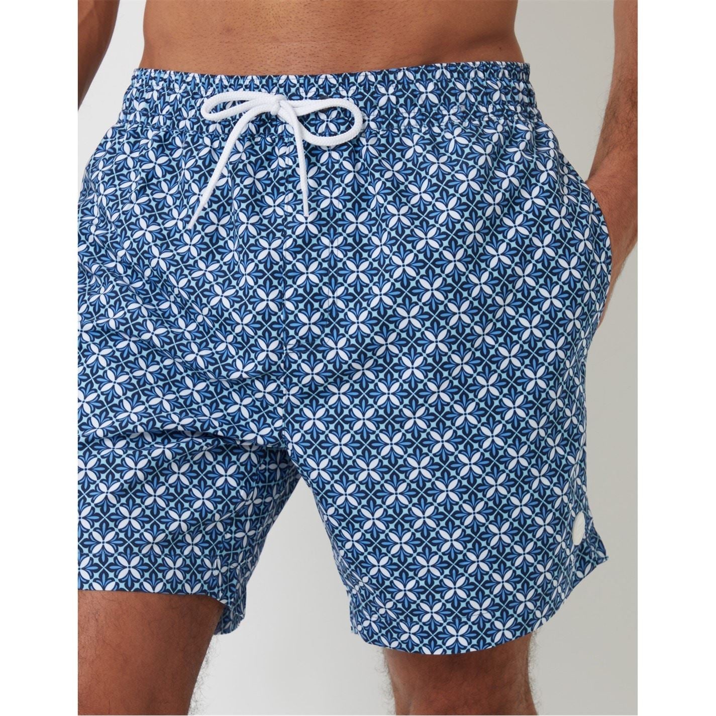 Threadbare Geometric Patterned Regular Fit Swim Short