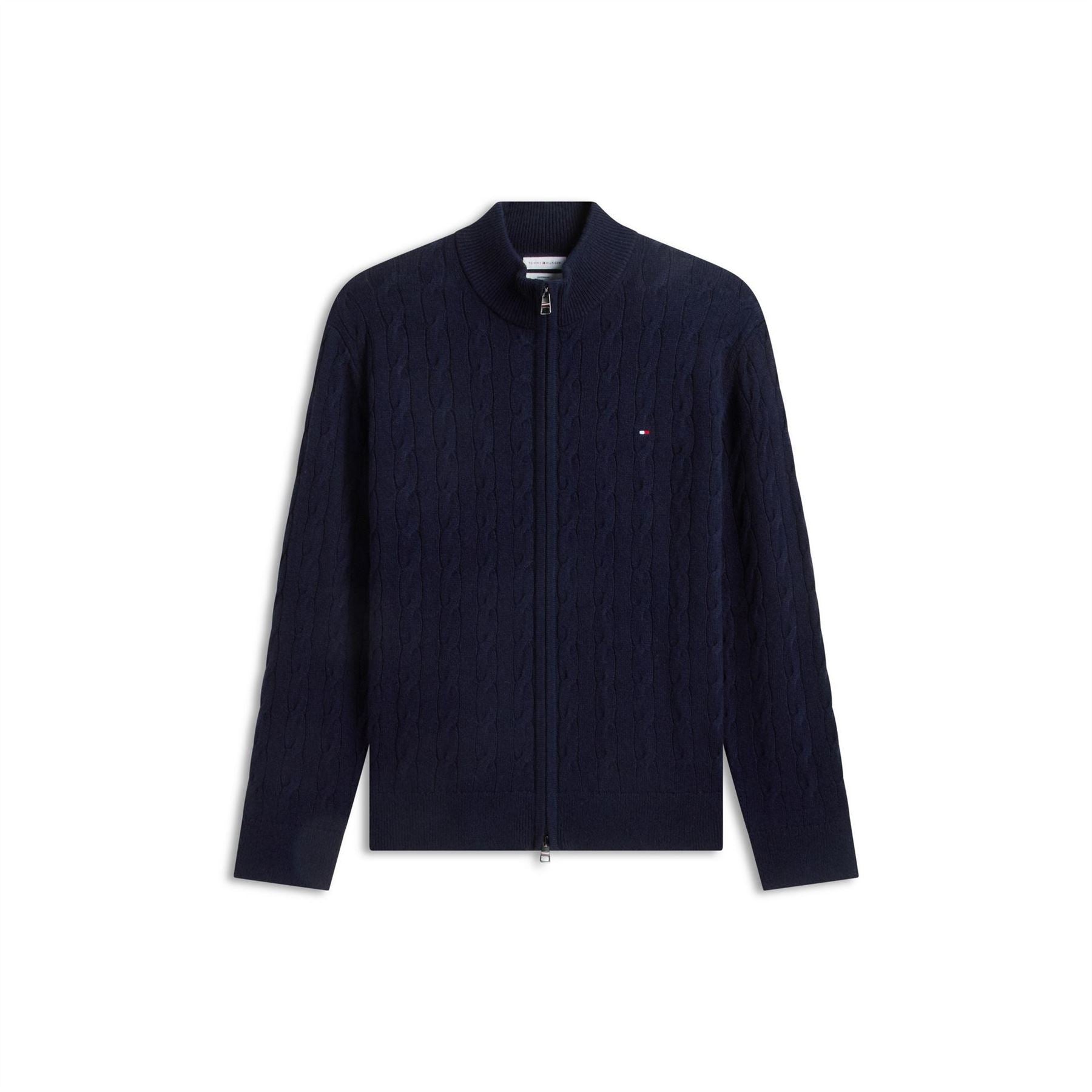 Tommy Hilfiger Lambswool Cable Quarter Zip Knitted Top