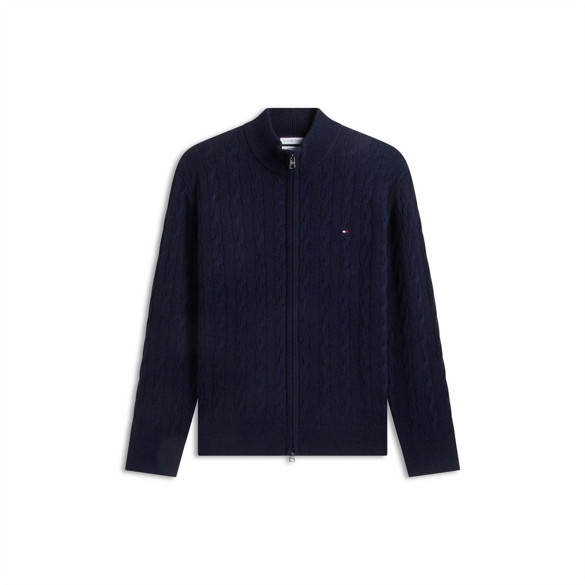 Tommy Hilfiger Lambswool Cable Quarter Zip Knitted Top