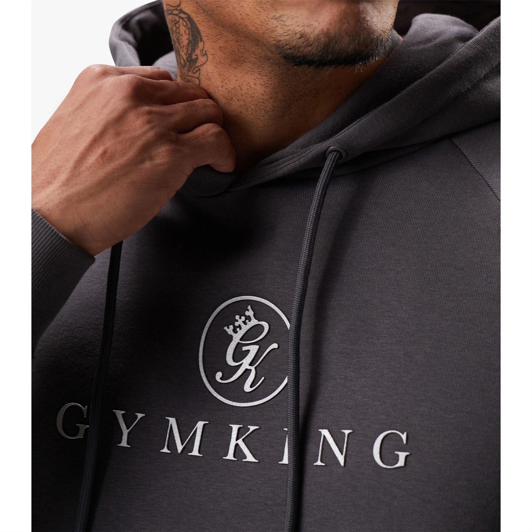 Gym King Logo Hooded Neck Raglan Sleeve Sweatshirt