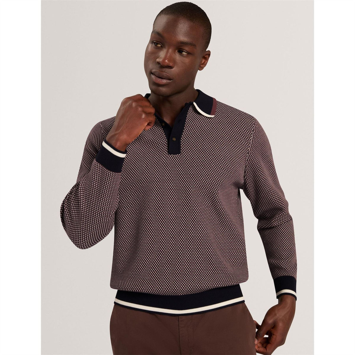 Ted Baker Ls Waffle Polo Sn71