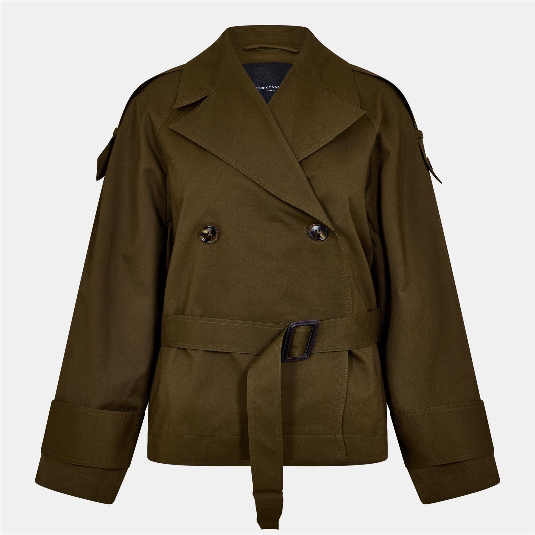 French Connection Solid Patterned Trench Coat