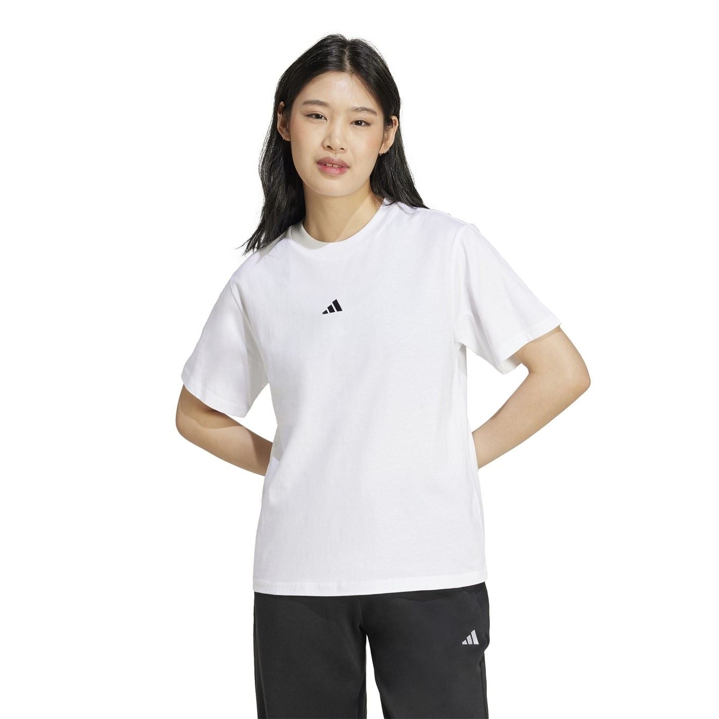 adidas Womens Essentials Small Logo Cotton T-Shirt