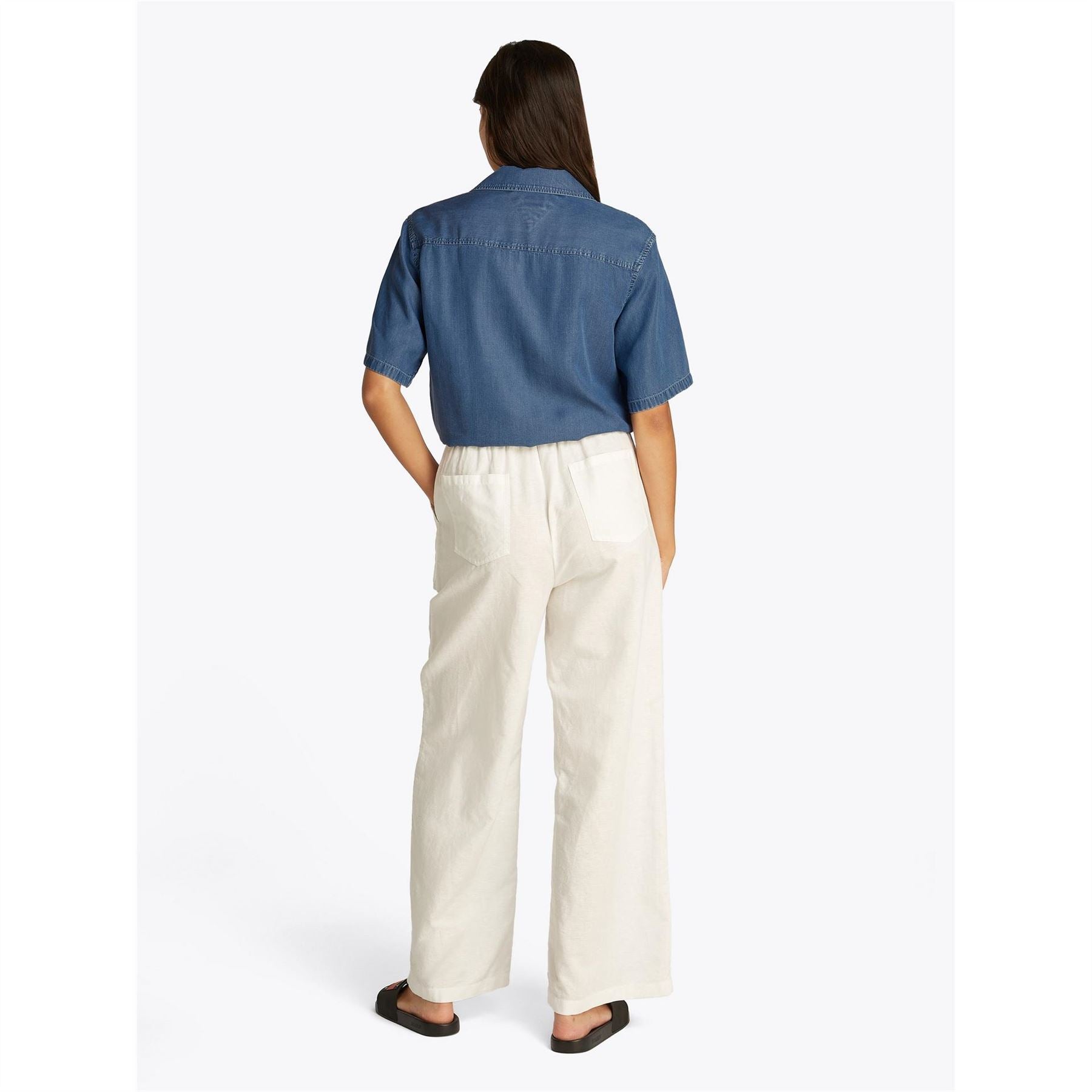 Tommy Jeans Chambray Tie Cropped Short Sleeve Shirt