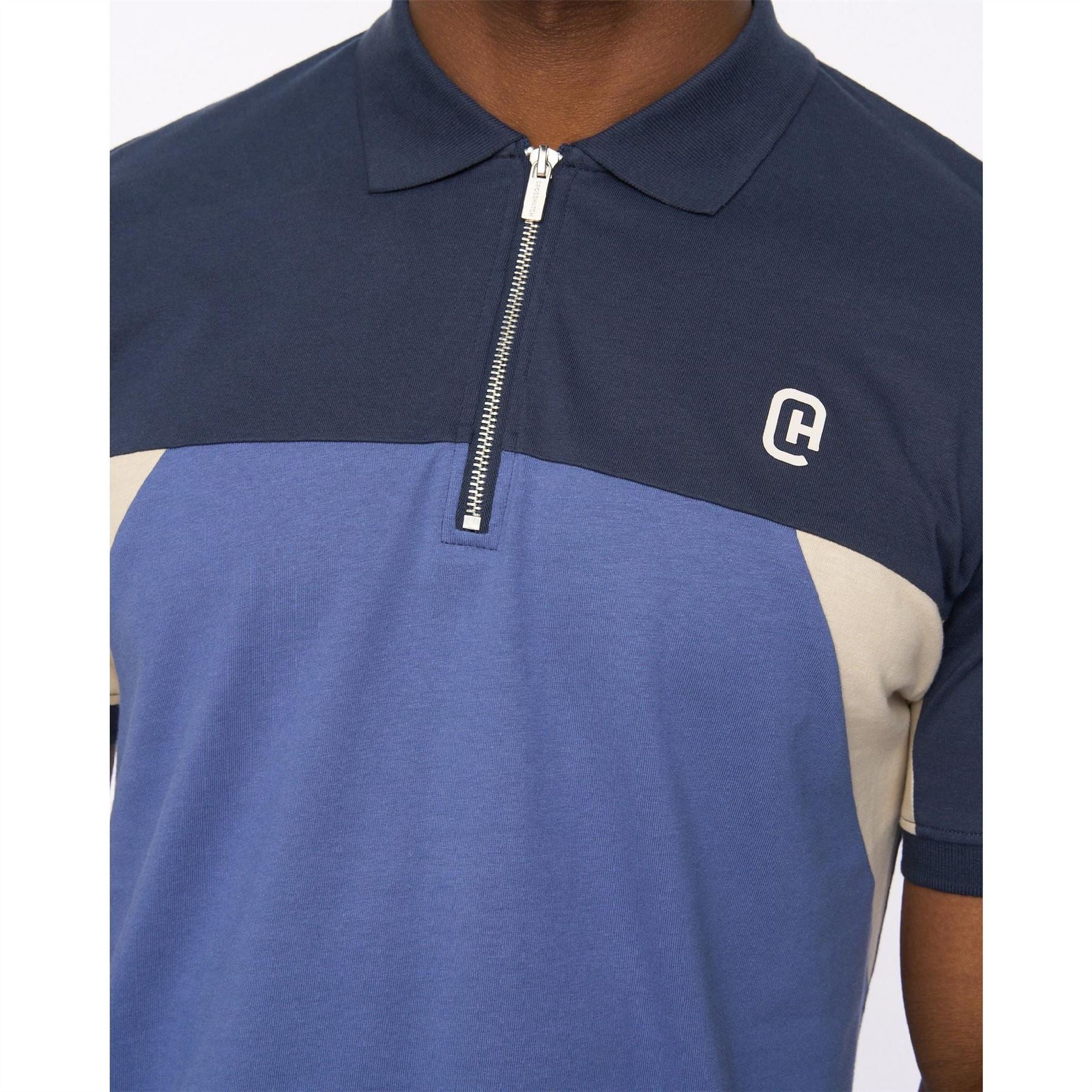 Crosshatch Castlebay Collared Zip Neck Short Sleeve Polo Shirt