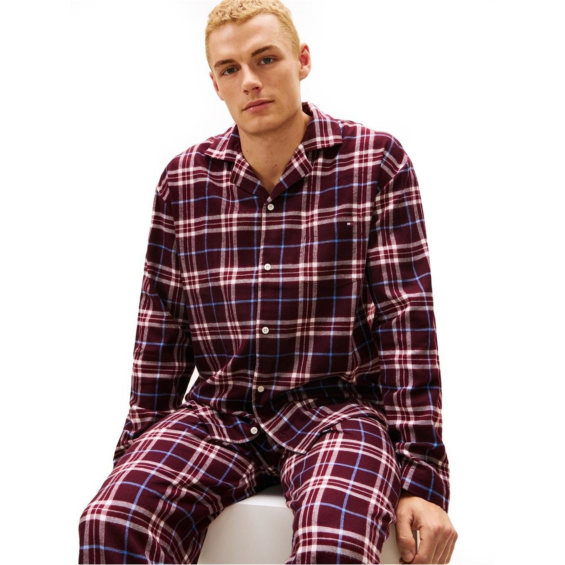 Tommy Hilfiger Collared Neck Long Sleeve Pyjama Set