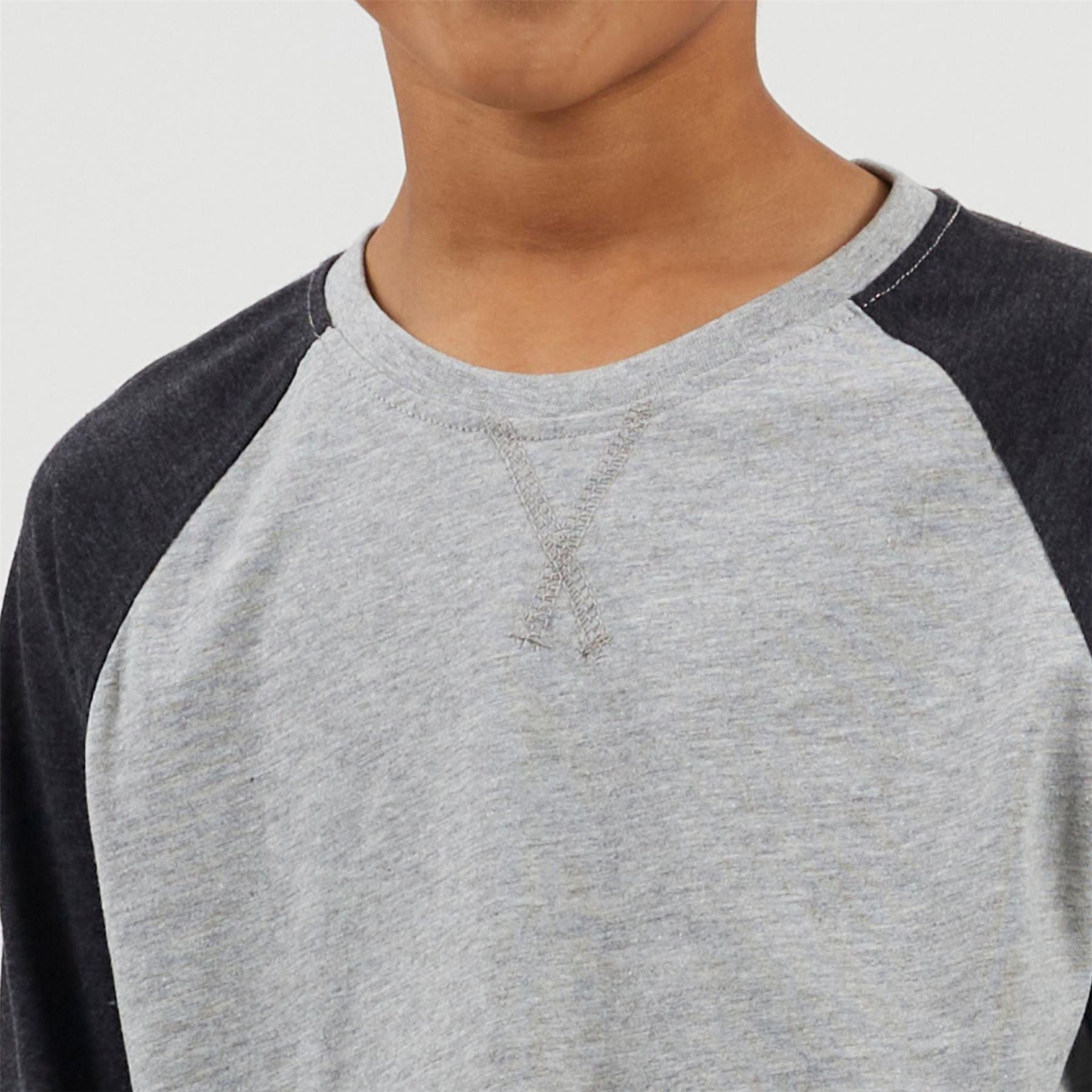 Brave Soul Boys Long Sleeve Crew Neck Tee With Contrast Raglan Sleeves