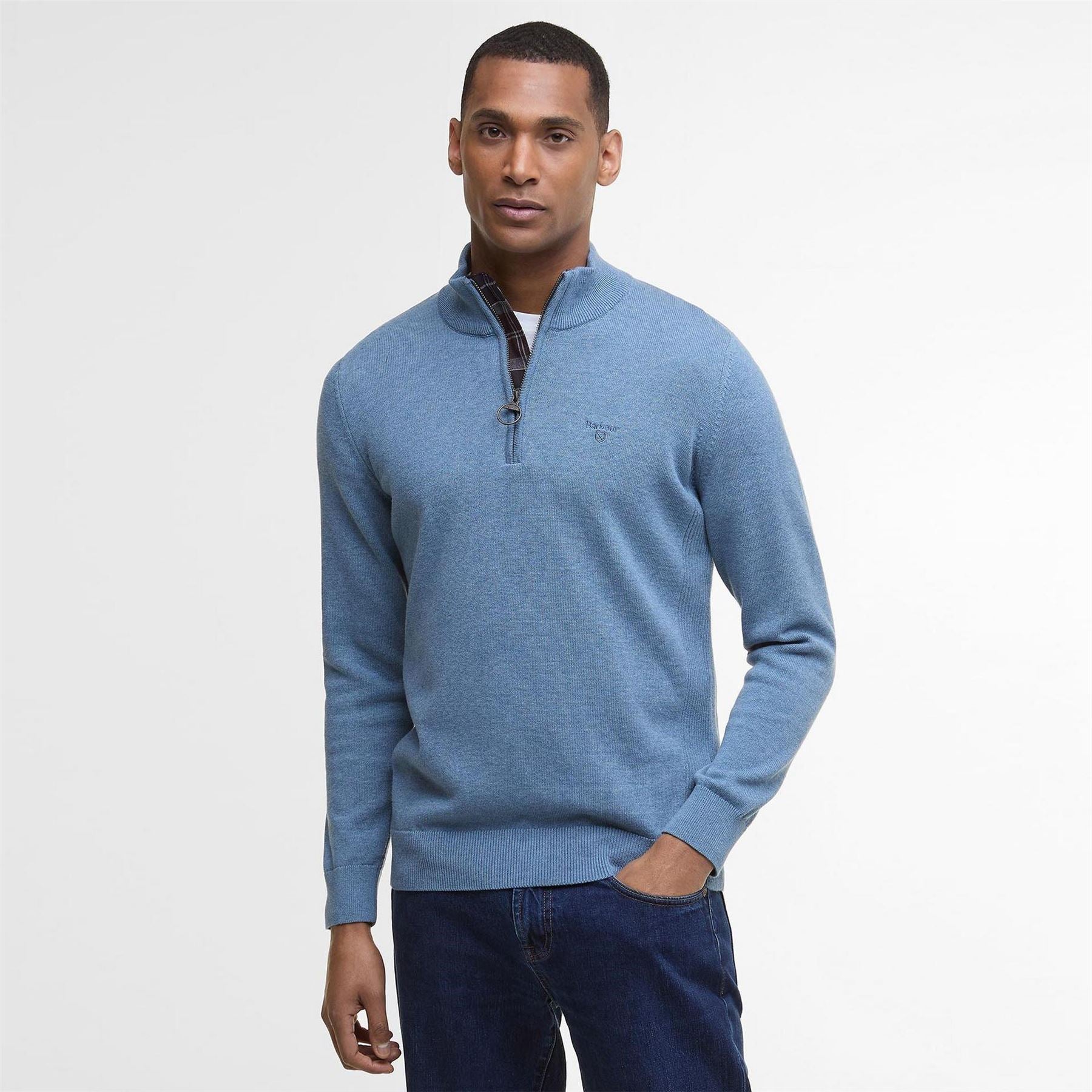 Barbour Half Zip Cotton Knitted Jumper
