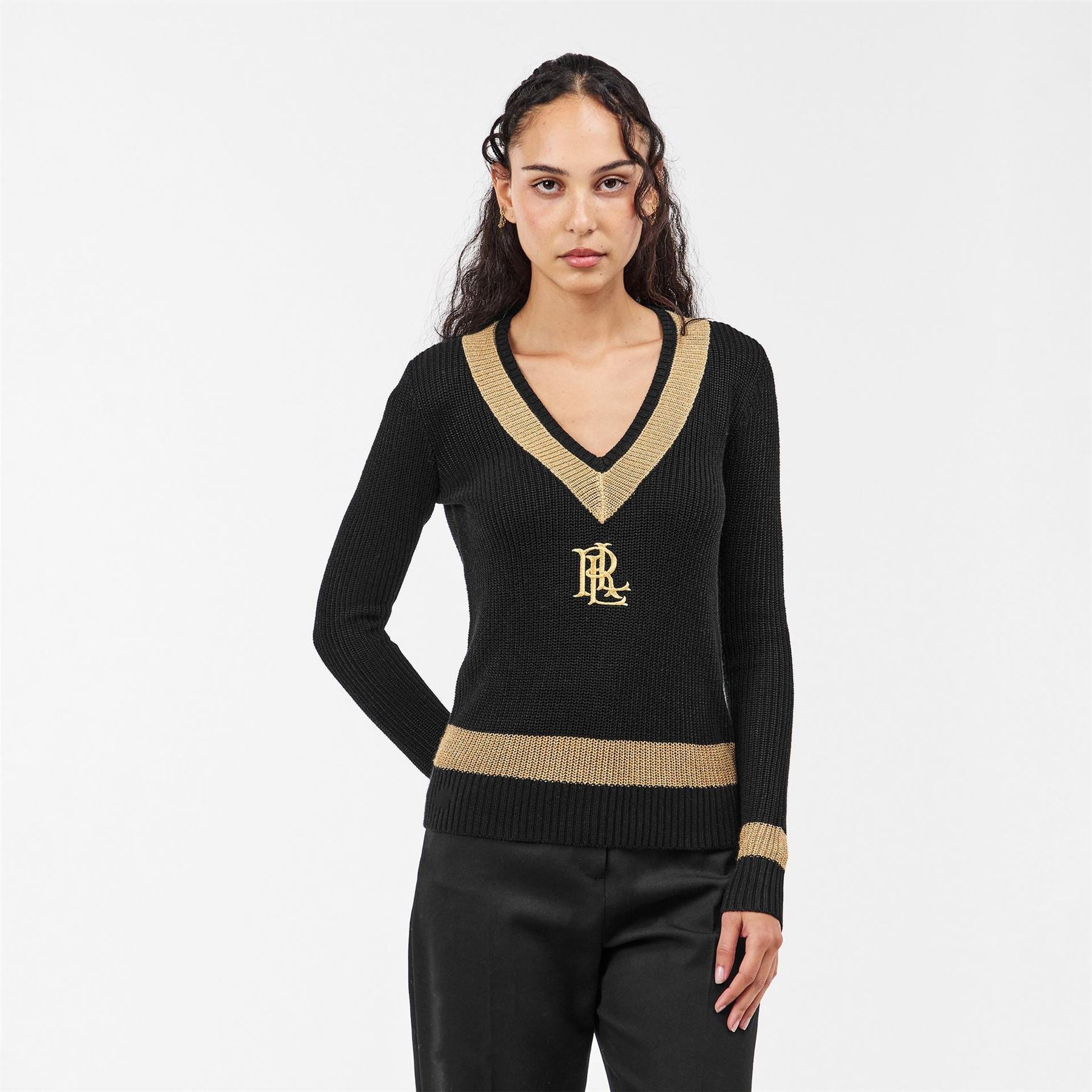 Lauren by Ralph Lauren V-Neck Long Sleeve Regular Fit Sweater