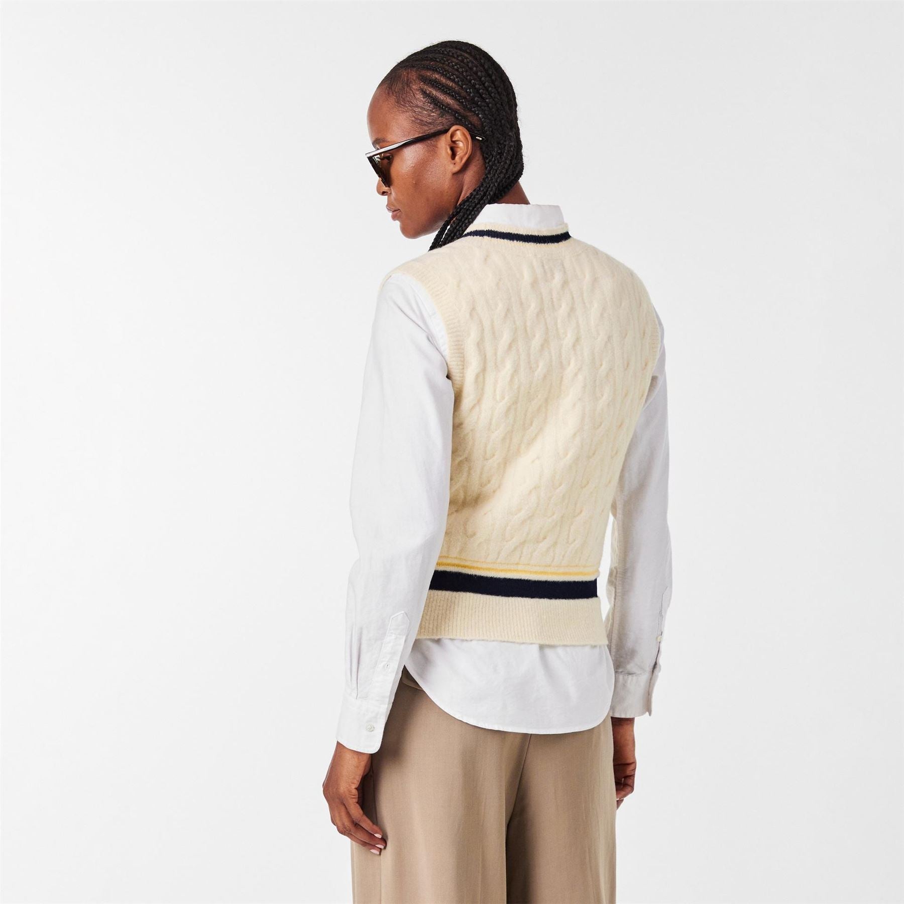 Lacoste Cable Knit Gilet with Logo