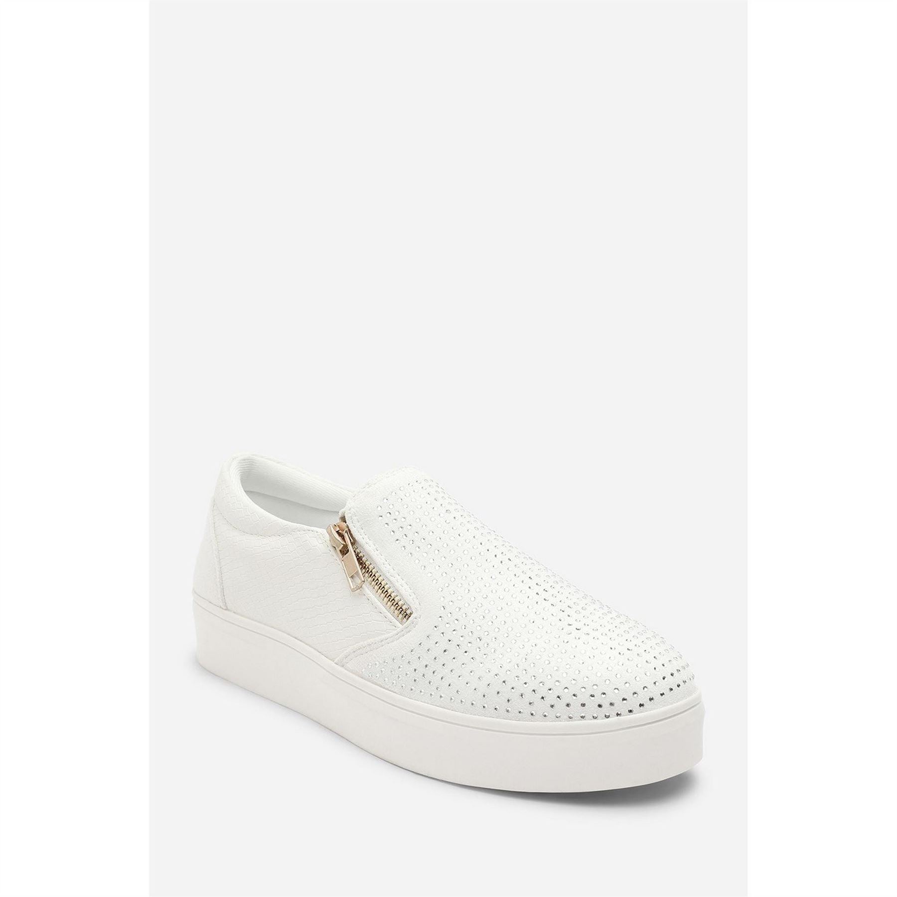 Wheres That From Zip Detail Trainer With Diamante Toe