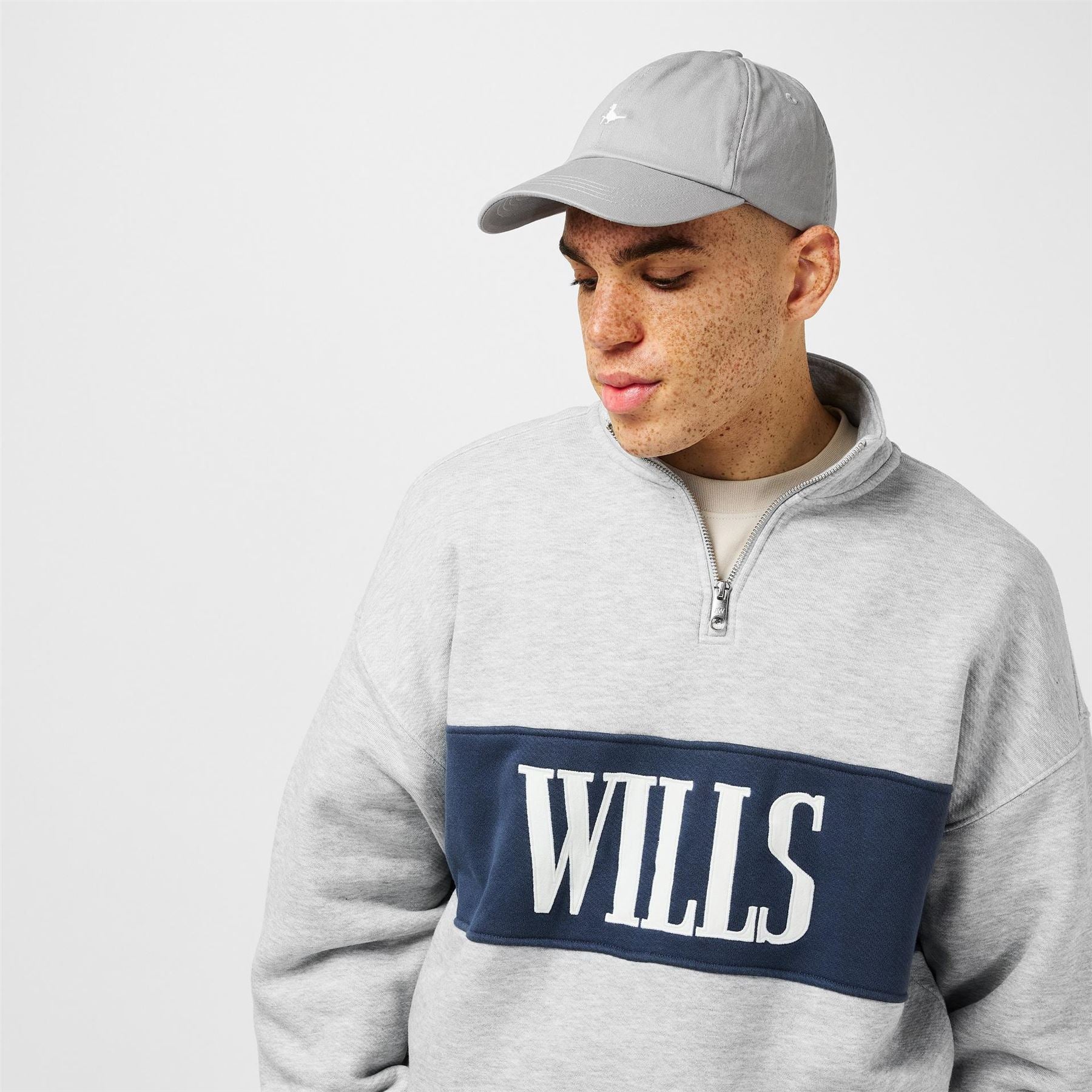 Jack Wills Logo Print Zip Neck Regular Fit Sweatshirt