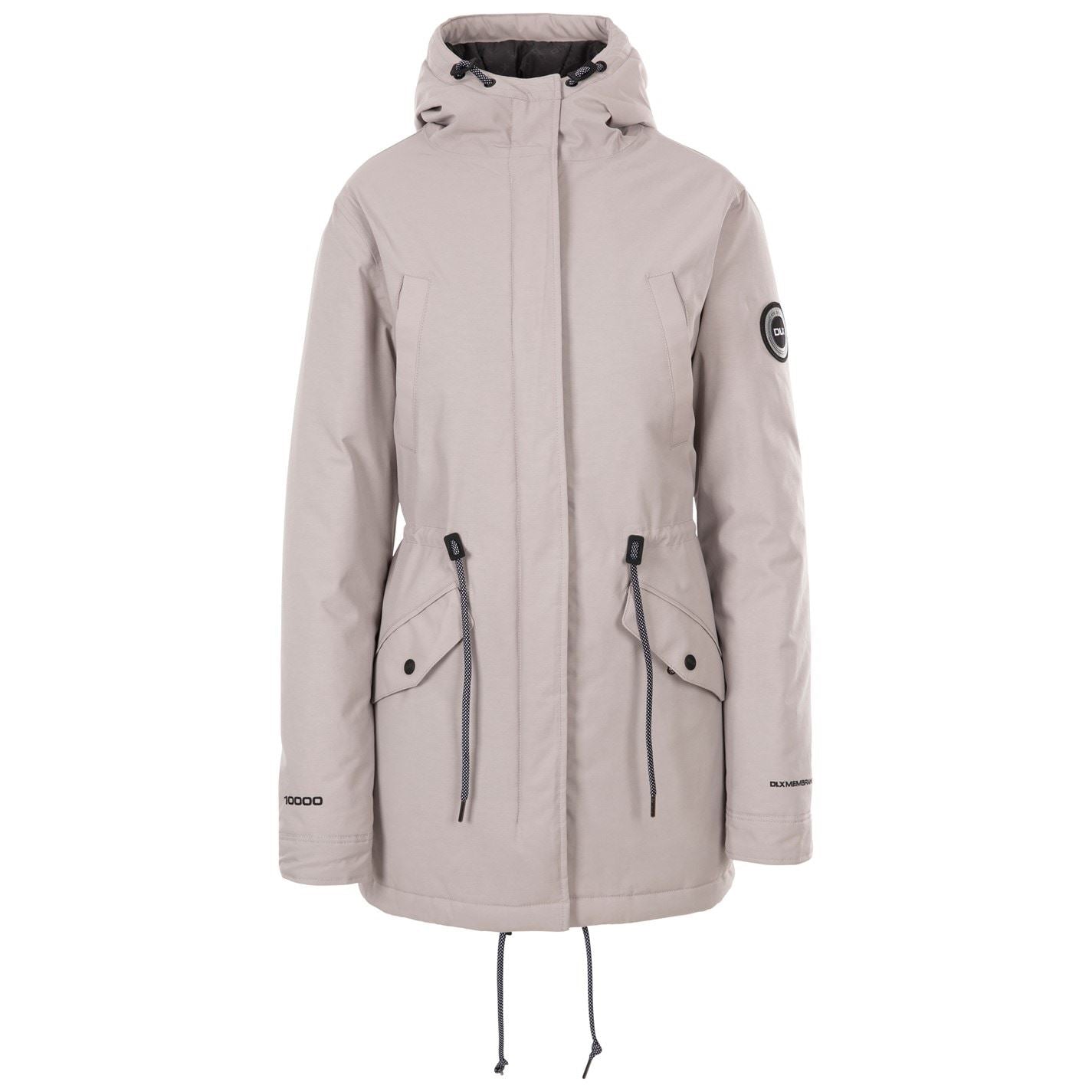 DLX Mae Solid Patterned Hooded Drawstring Parka Jacket