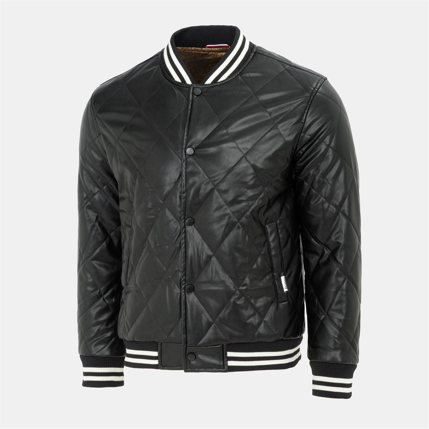 Firetrap Solid Patterned Snap Button Ribbed Cuff Bomber Jacket