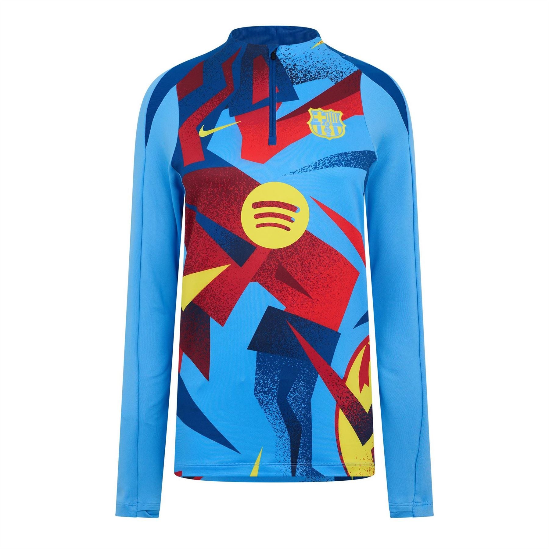 Nike FC Barcelona Printed Logo Zip Neck Long Sleeve Drill Top