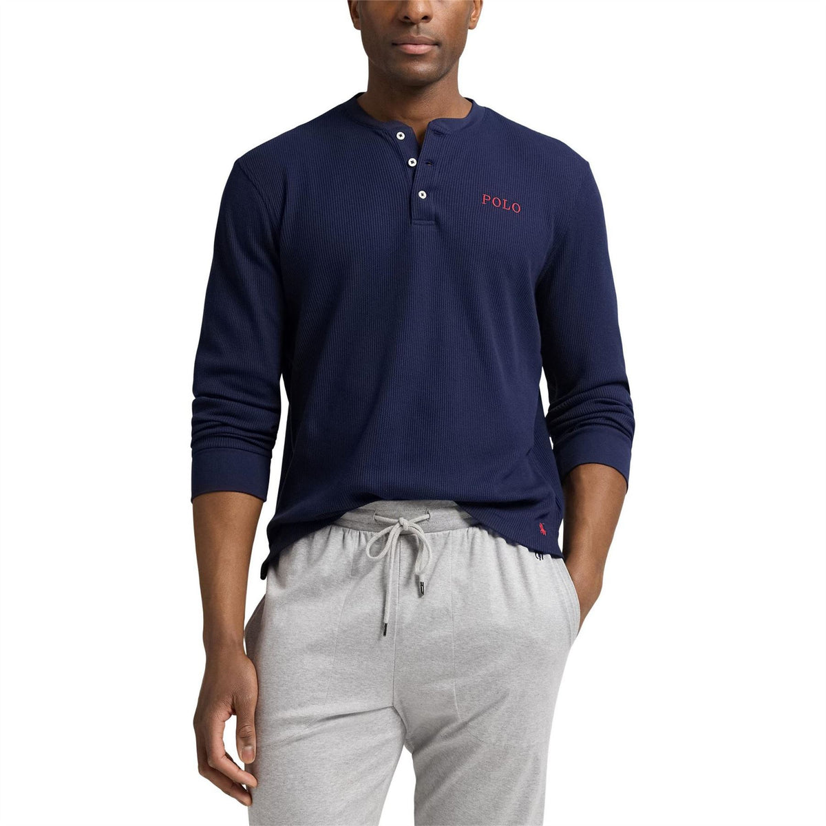 Polo Ralph Lauren Waffle Knit Henley Long Sleeve Top