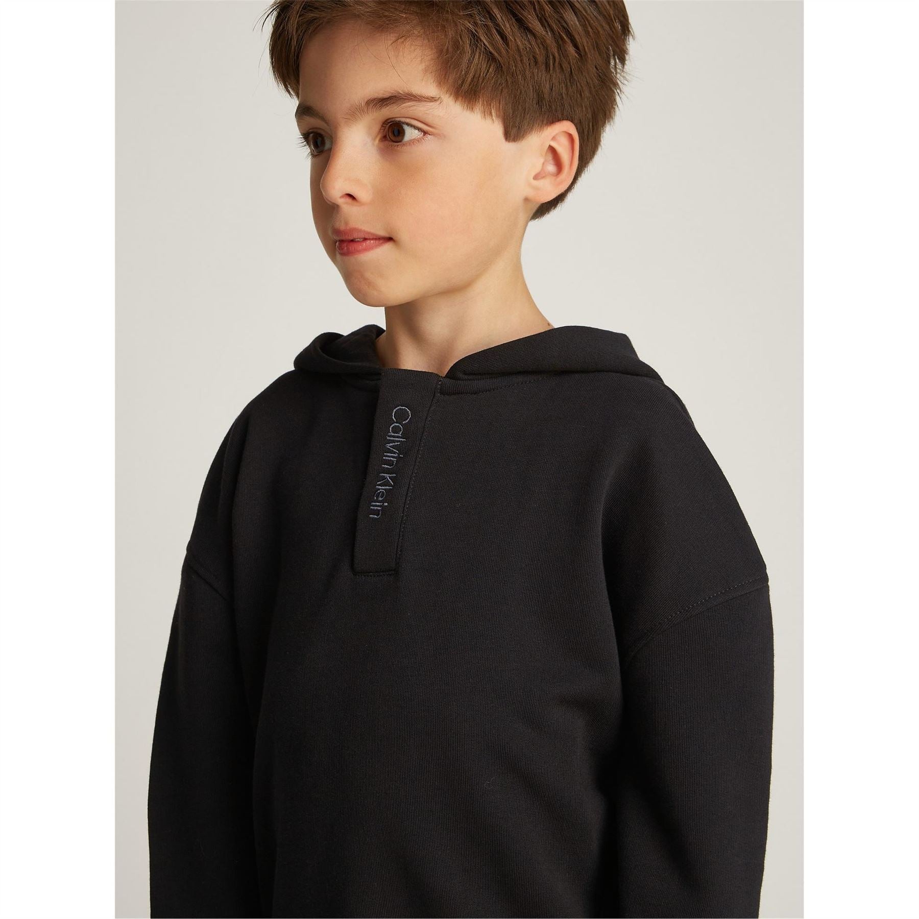 Calvin Klein Jeans Embroidered Logo Terry Pull Over Hoodie