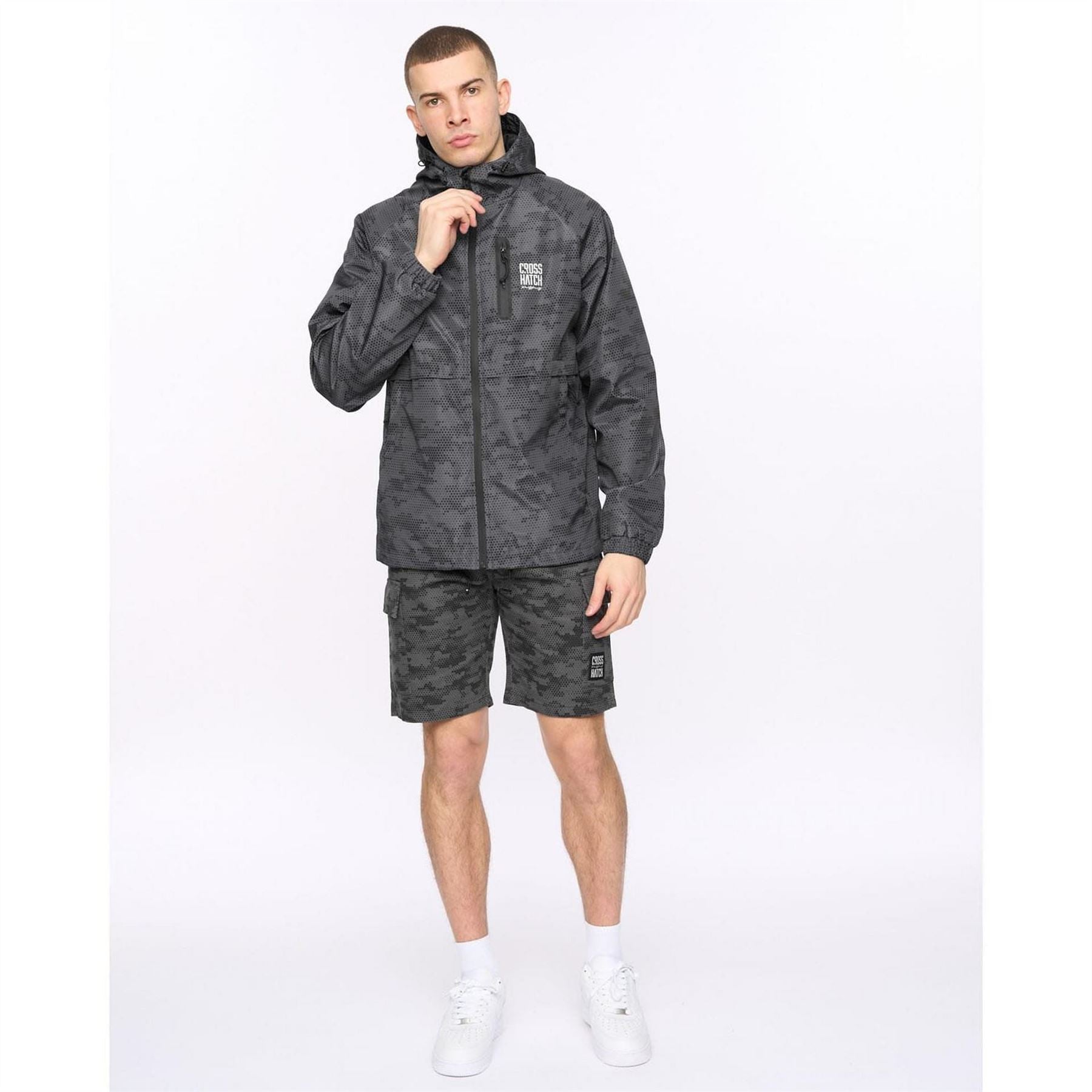 Crosshatch Allover Print Jacket