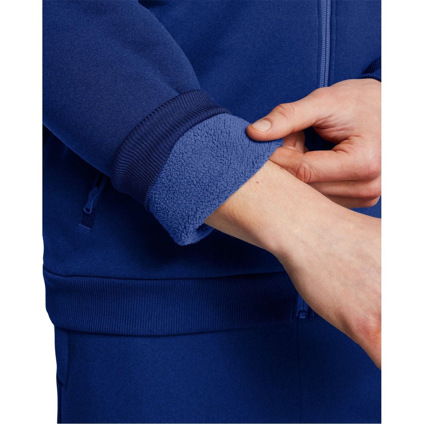 Under Armour Fleece Solid Patterned Hooded Full Zipper Ribbed Cuff Jacket