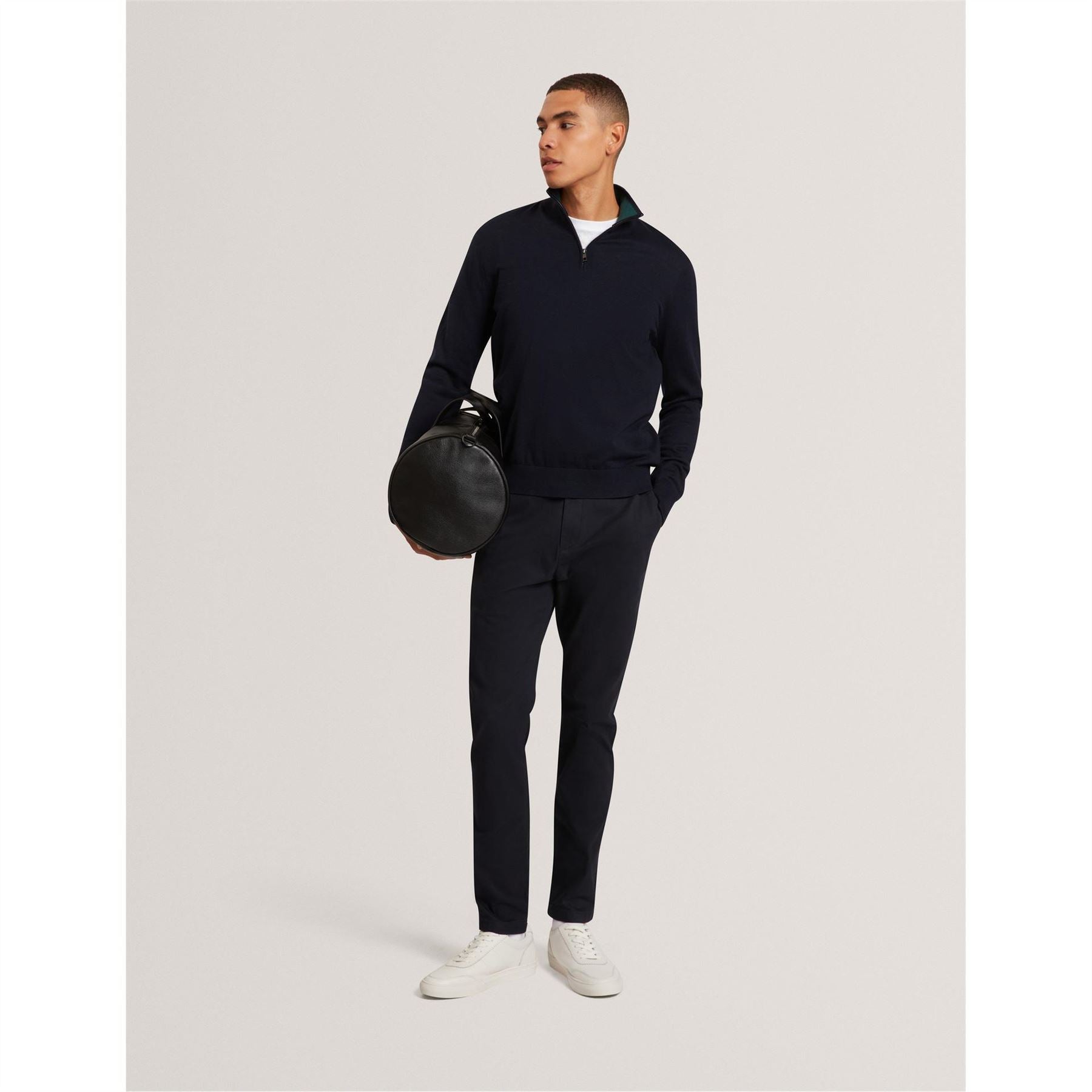 Ted Baker Merino Zip Neck Long Sleeve Raglan Sweater